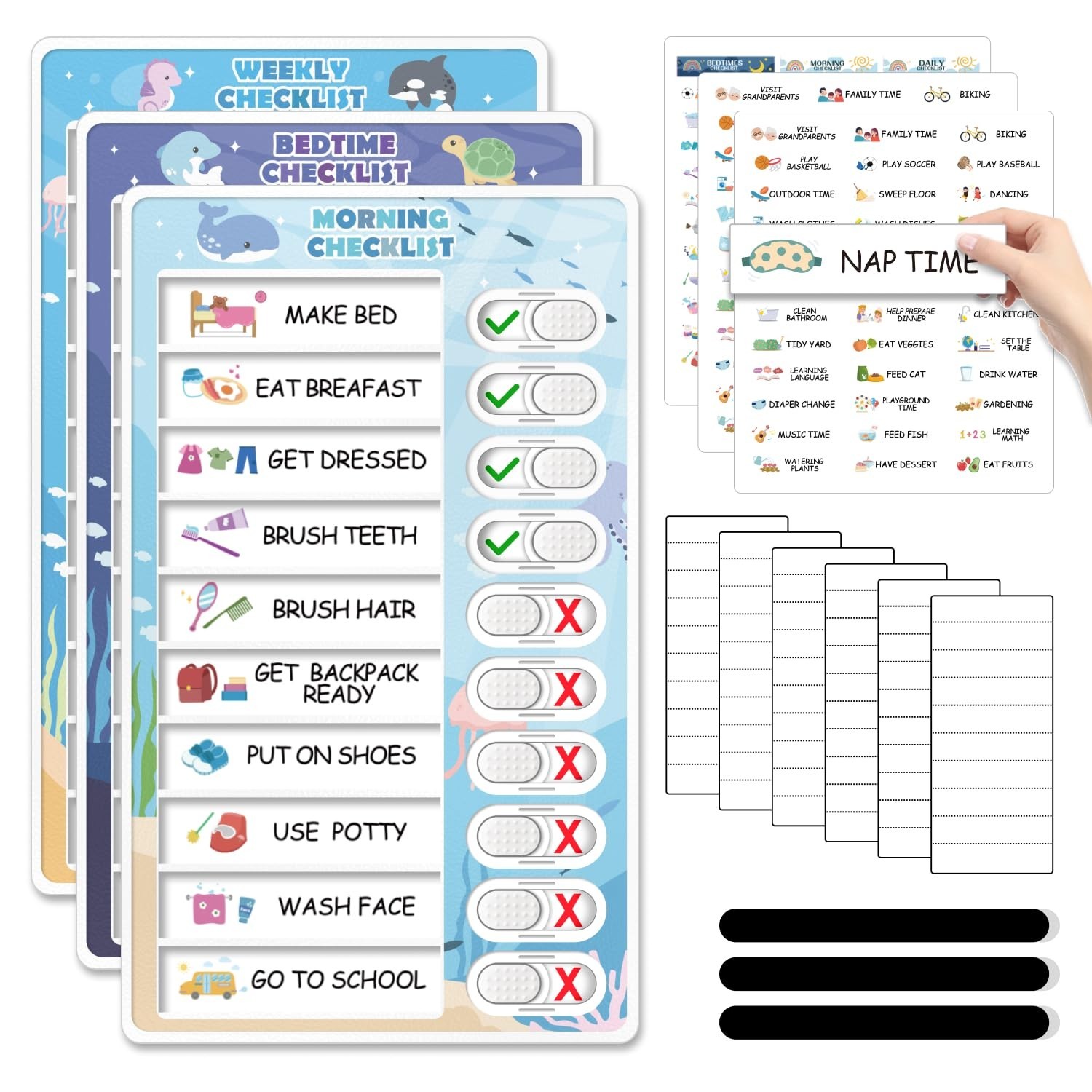 3-in-1 Kids Routine Chart – Magnetic Chore & Visual Schedule Board for Toddlers