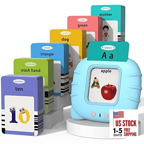 Talking Cards for Toddlers, Speech Therapy Toys 510-blue (New Abc+123+ 3 Songs