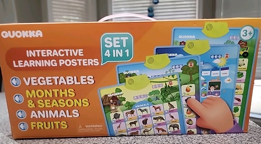 4-in-1 Kids Learning Set Alphabet Numbers Animals Fruits-Veggies Interactive