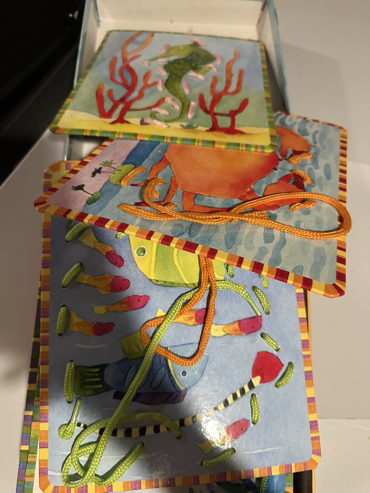 eeBoo Under the Sea Lacing Cards Set 8 Cards & Laces Multicolor Ages 3+