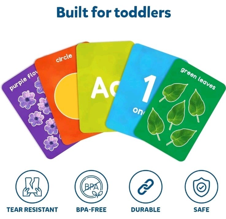 Skillmatics Thick Flash Cards for Toddlers – Letters, Numbers, Shapes & Colors