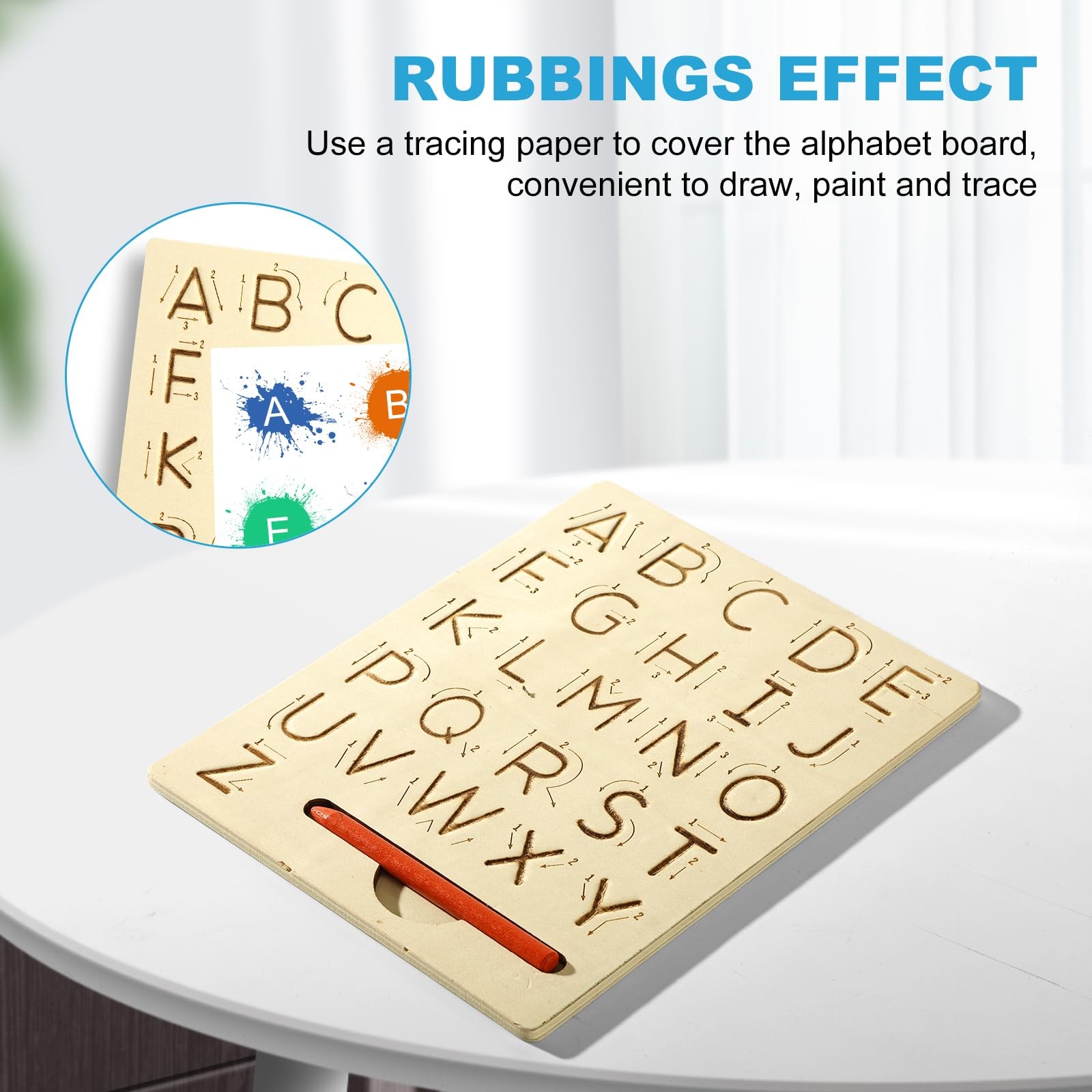 Wooden Letters Alphabet Tracing Board Double-Sided Educational Toy for Preschool