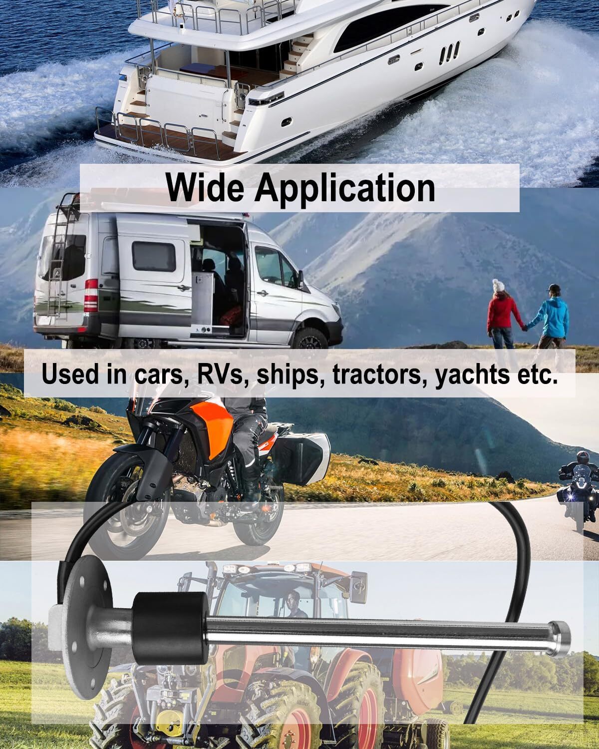 0-90ohm Fuel Sending Unit, 9″ Boat Fuel Sender 225mm Stainless Steel Water Gas