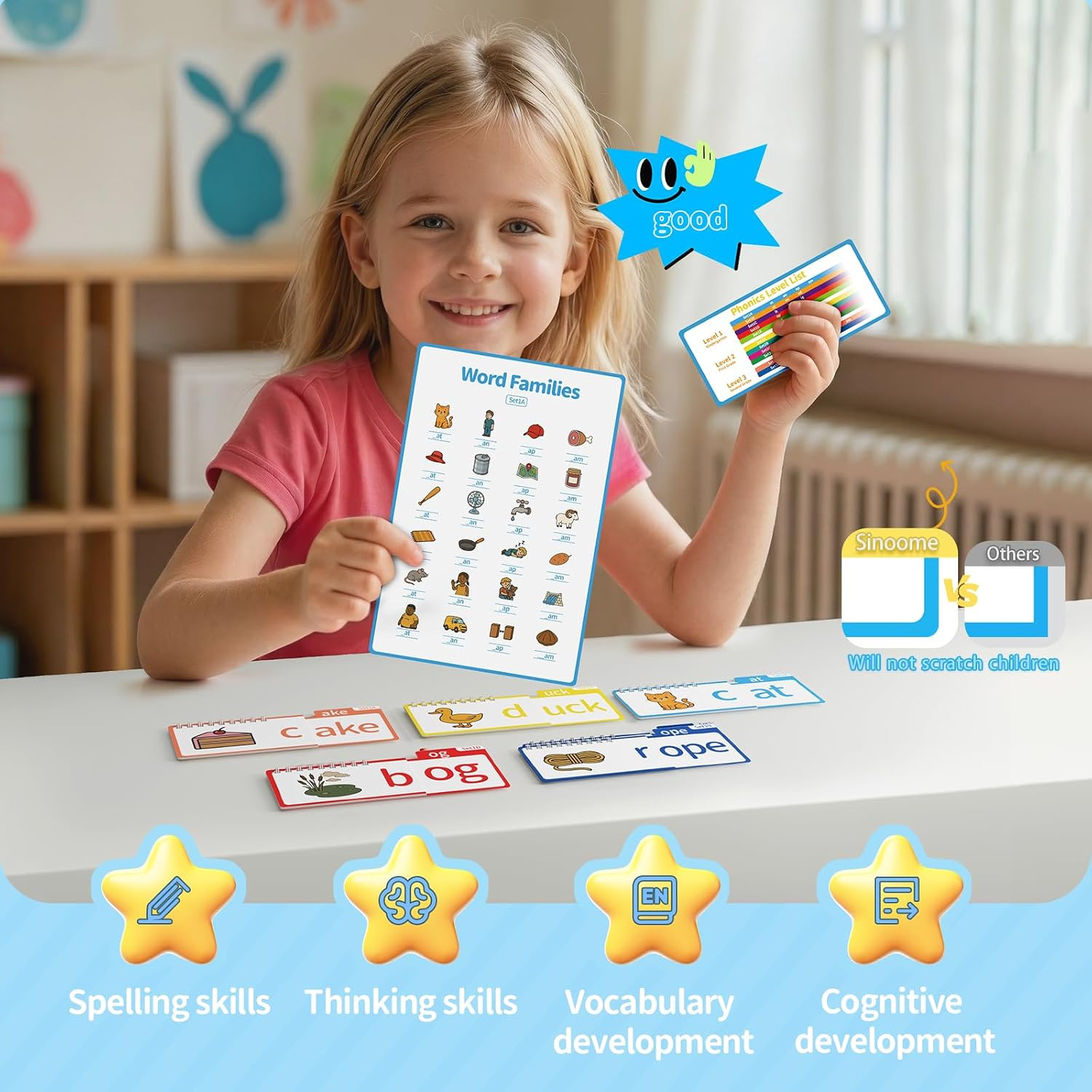 Phonics Flash Cards & Word Family Build Book Fun Kids Flip Books | 40 Phonics Fl