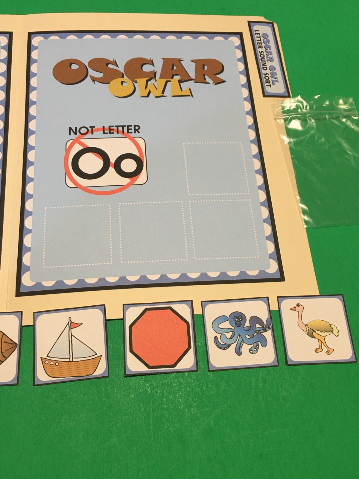 Oscar Owl – Letter Oo – DIY File Folder game – Printed / Uncut
