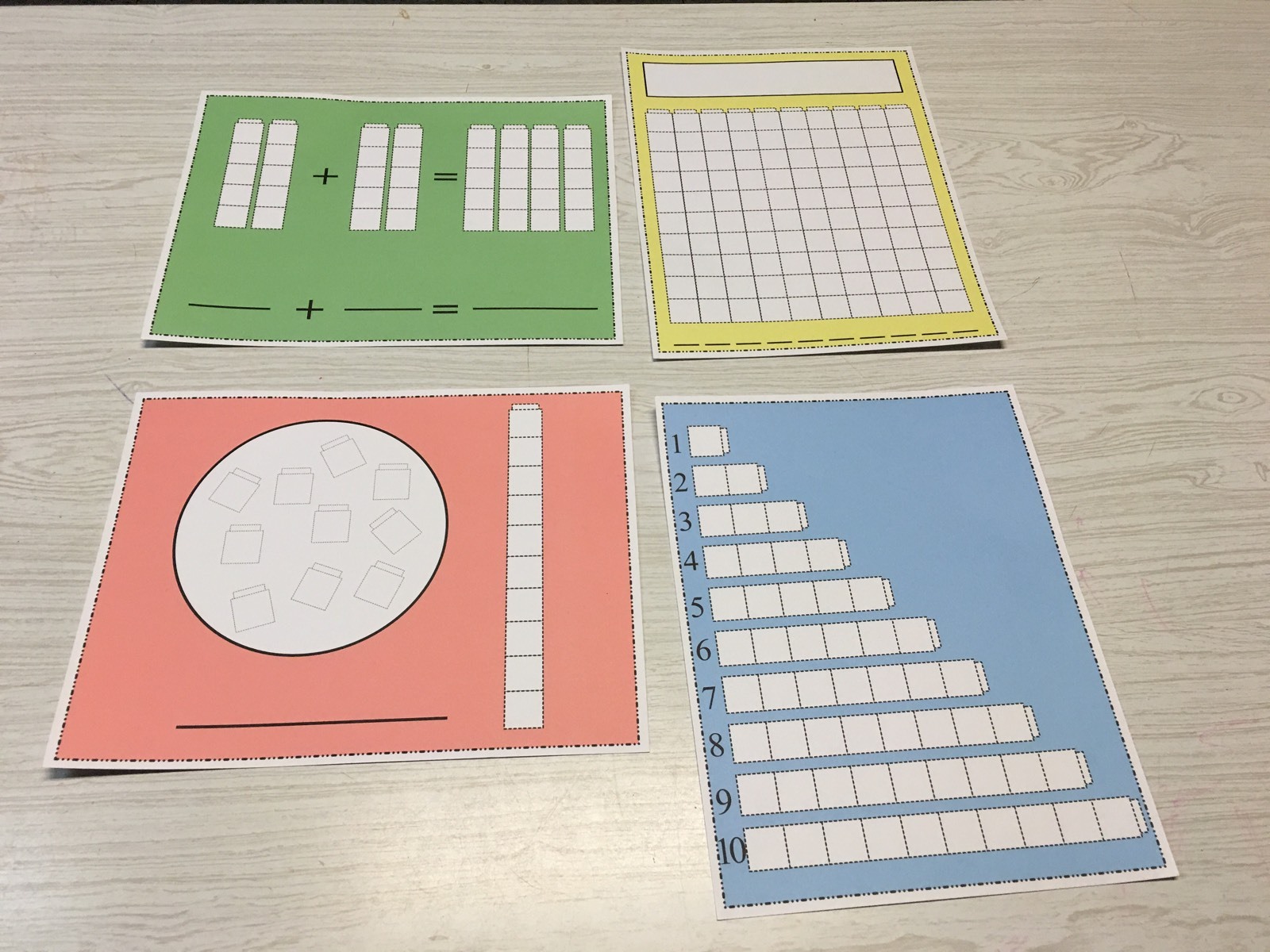 Write-On/Wipe-Off Unifix Cube Mats 20PCS CLASSROOM SET