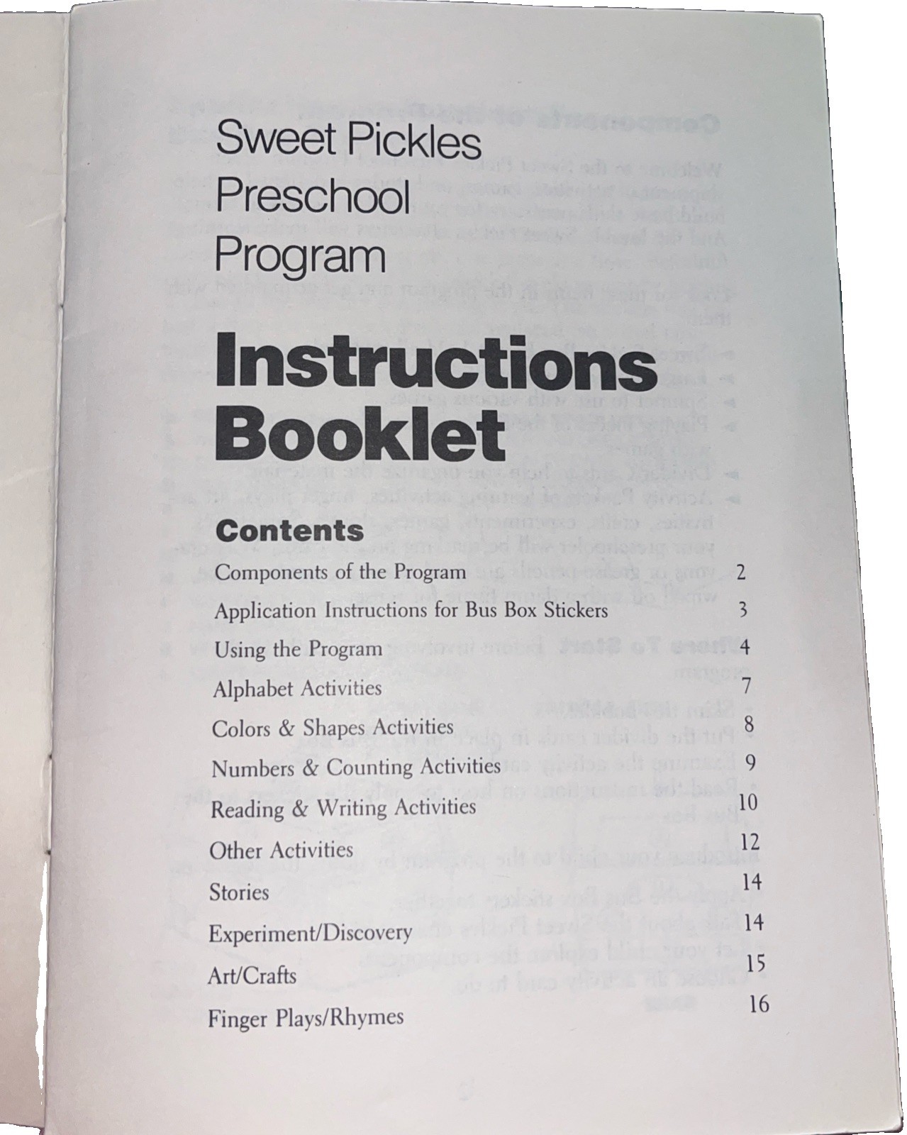 Vtg Sweet Pickles Preschool Program Learning Case Activity w/ Cards