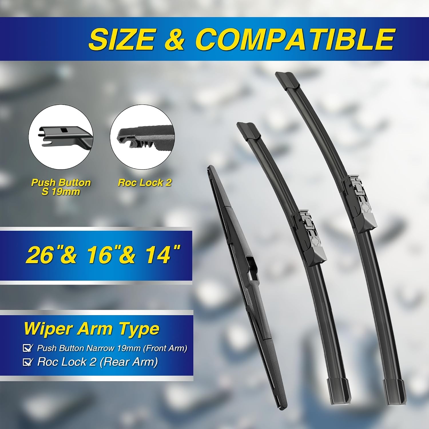5 PLUS Silicone 3pc Wiper Blades Toyota CHR