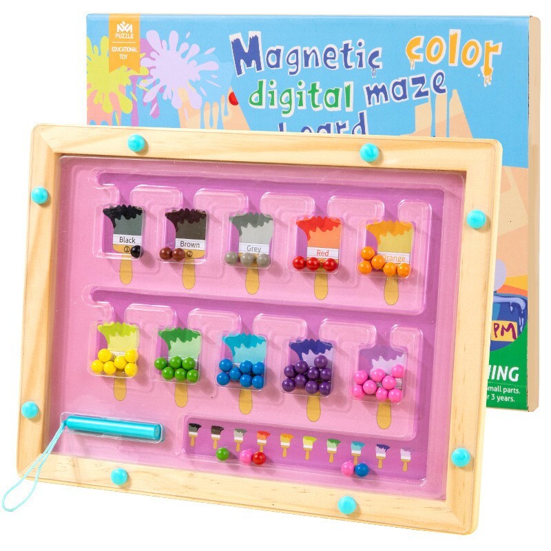 Montessori Toy For Toddlers Wooden Puzzle Magnet Board Counting & Color Sorting