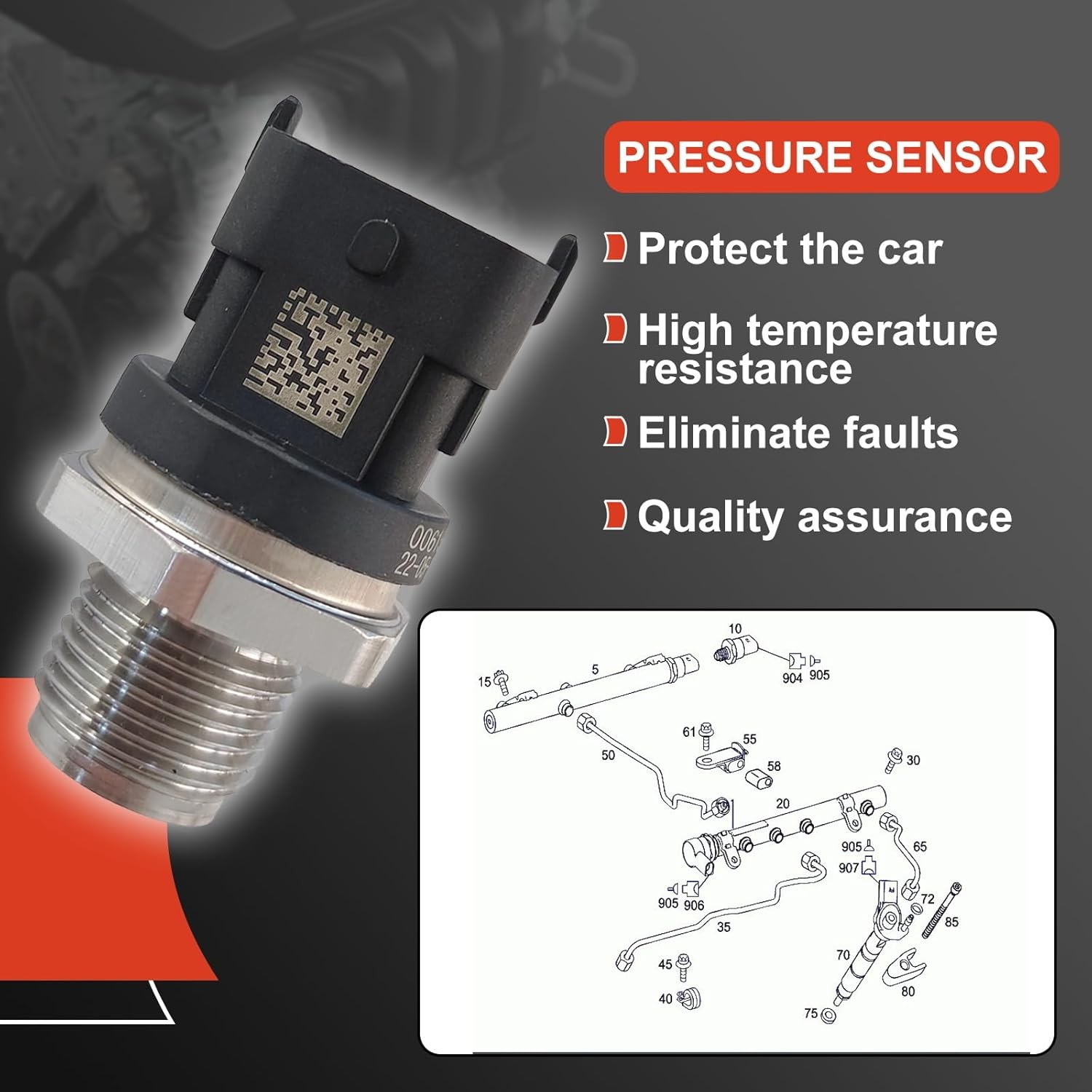 Fuel Rail High Pressure Sensor 2003-2015 for Mercedes Benz GLE 350d GLS GLE GL G