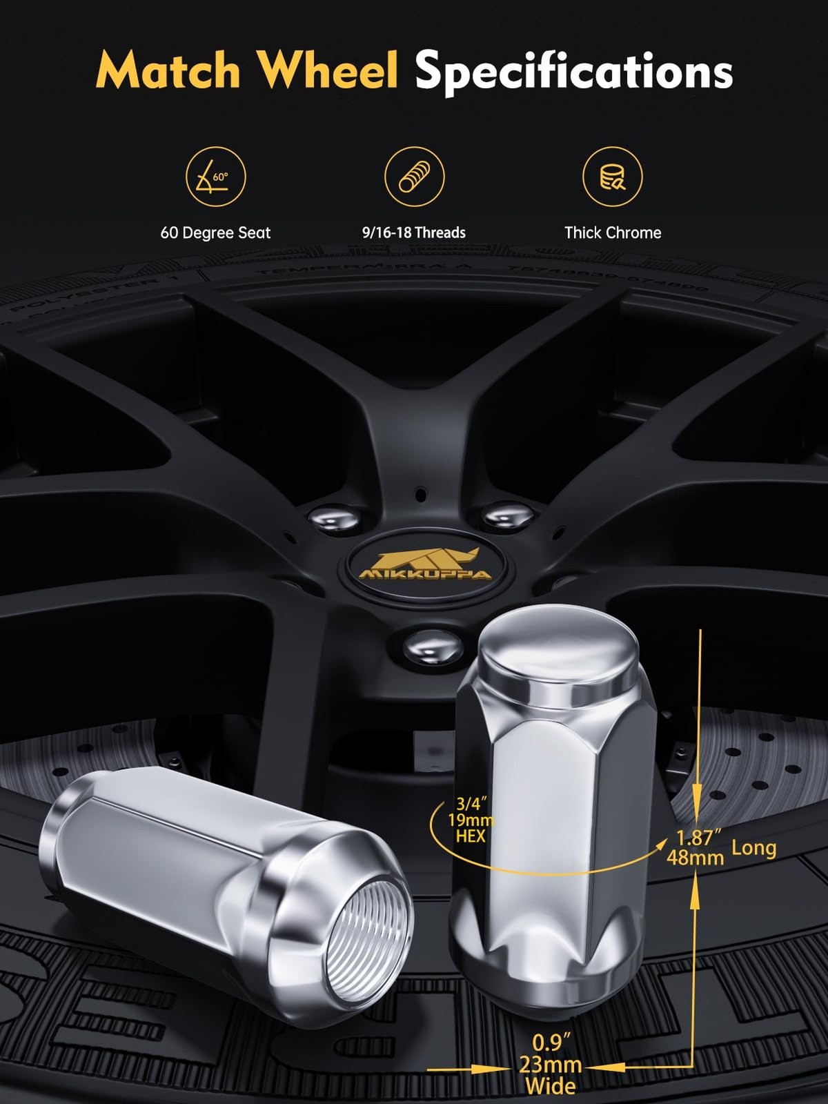 MIKKUPPA 9/16-18 Lug Nuts – Replacement for 2002-2010 Dodge Ram 1500, 1994-20…