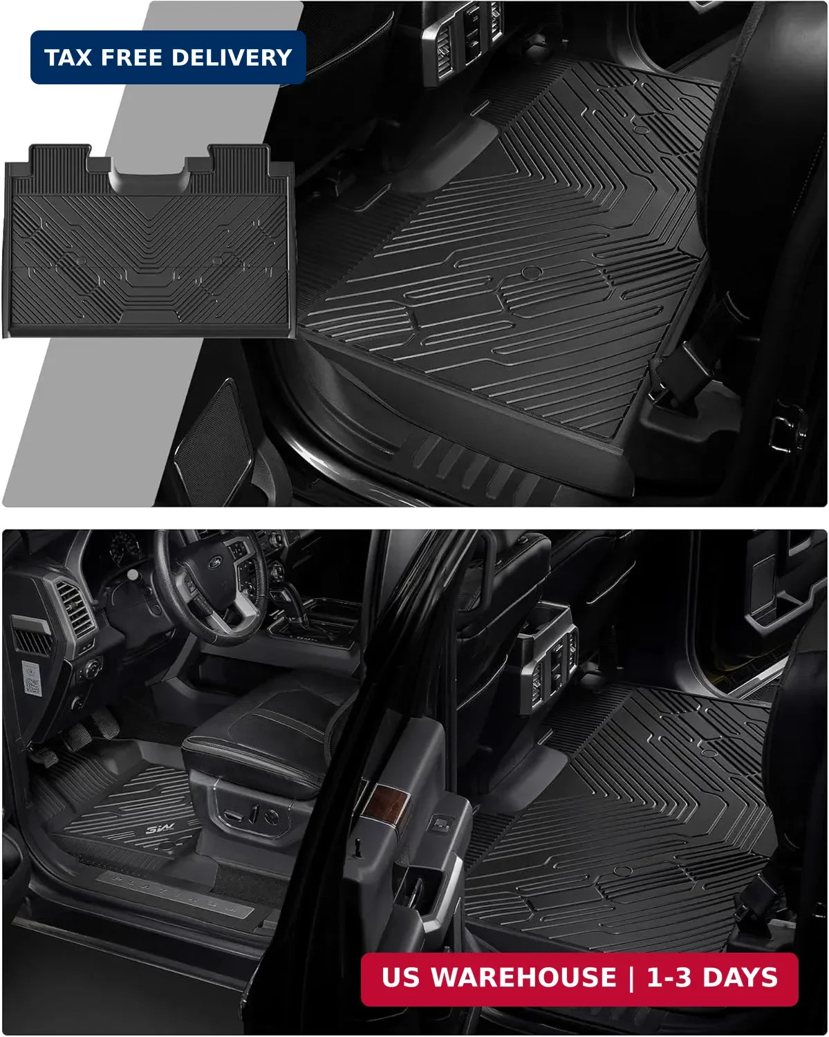3W Floor Mats for Ford F-150 2015-2025 2026 & F150 Lightning 2022-2025 SuperCrew