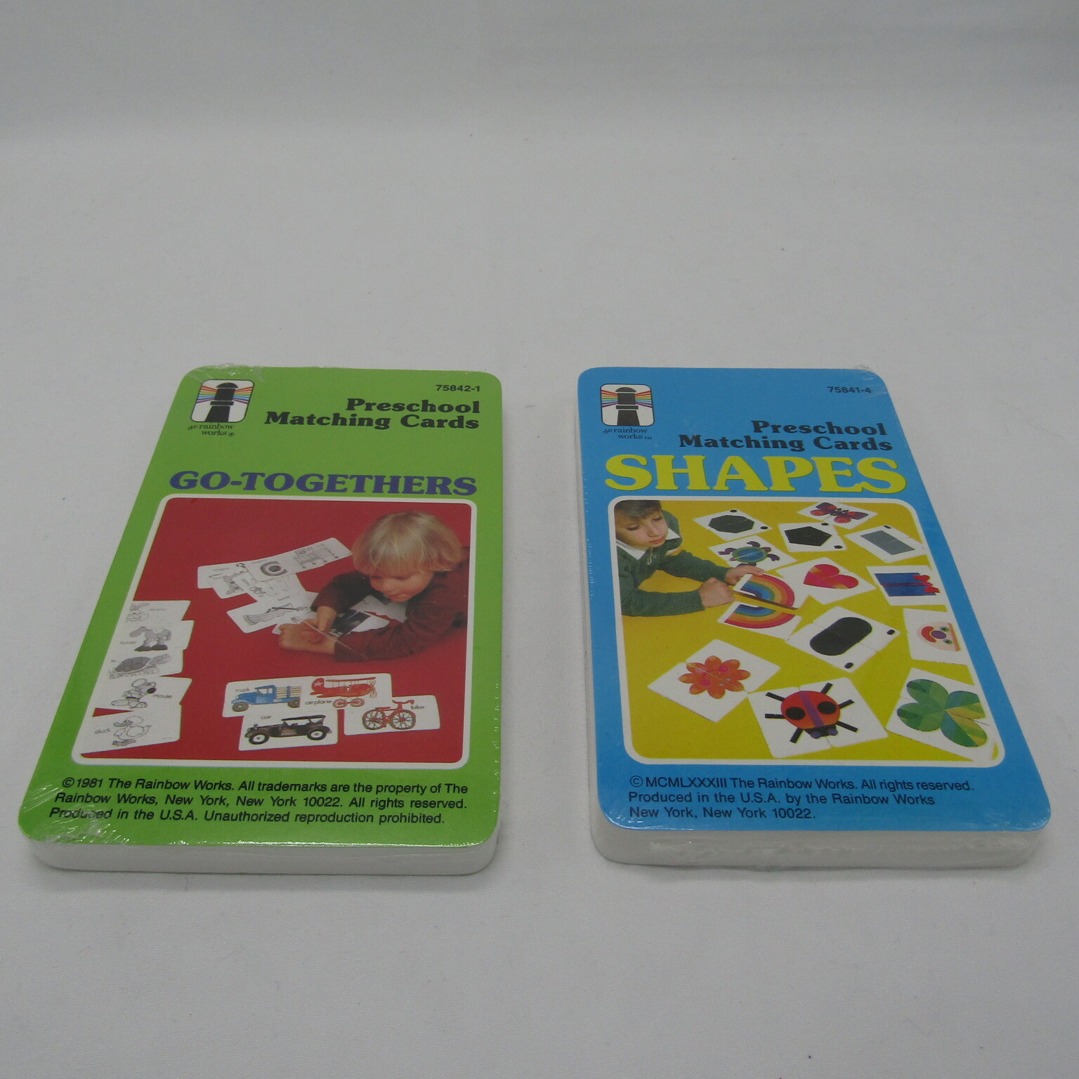 Vintage 1980s Rainbow Works Preschool Matching Cards 4 sets Sealed 1 set open