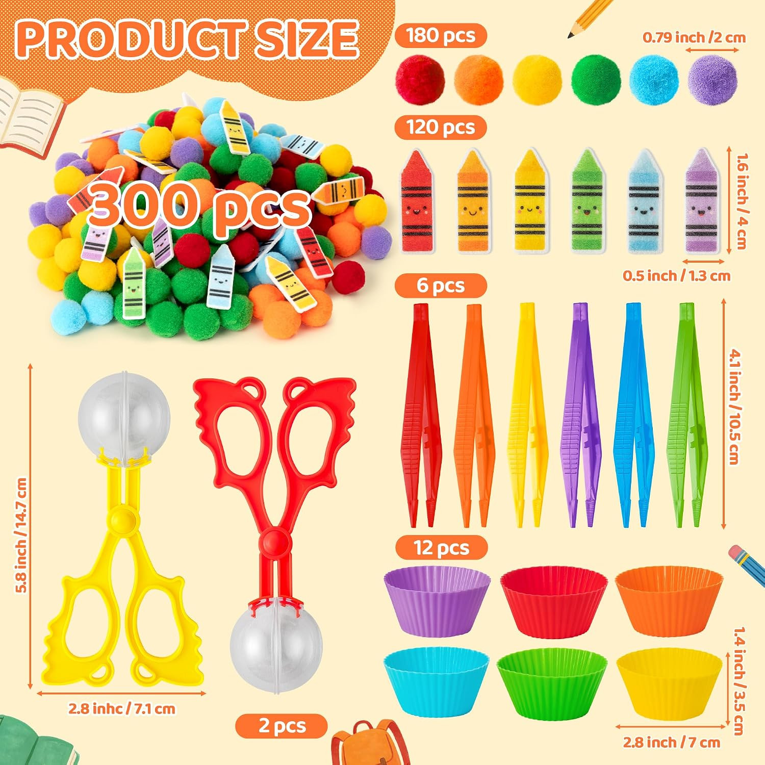 EZdhuawuse Crayon Sensory Bin Fillers, 321Pcs Back to School Fine Motor Set | Co