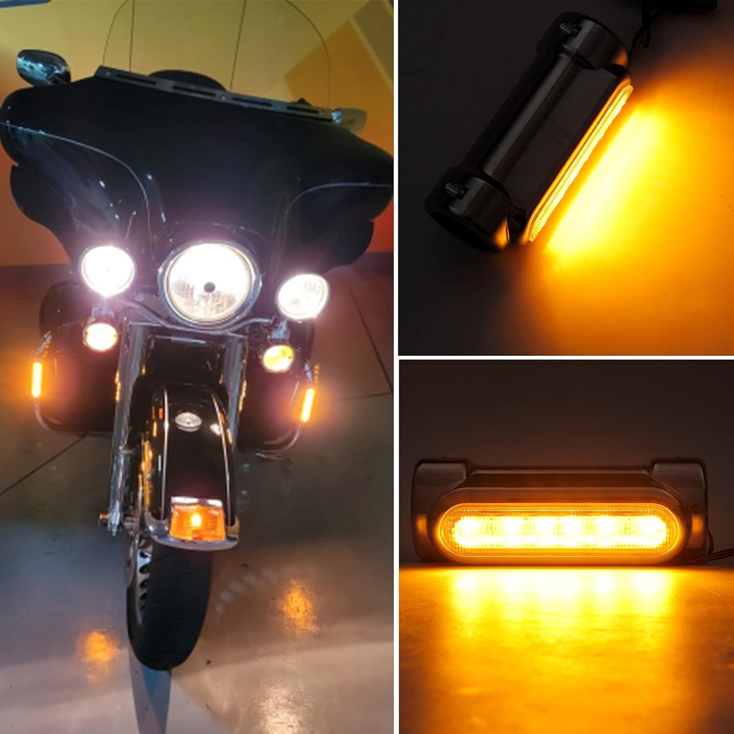 Universal LED Motorcycle Highway Bar Lights Dual Color Yellow White 1.25 Inch