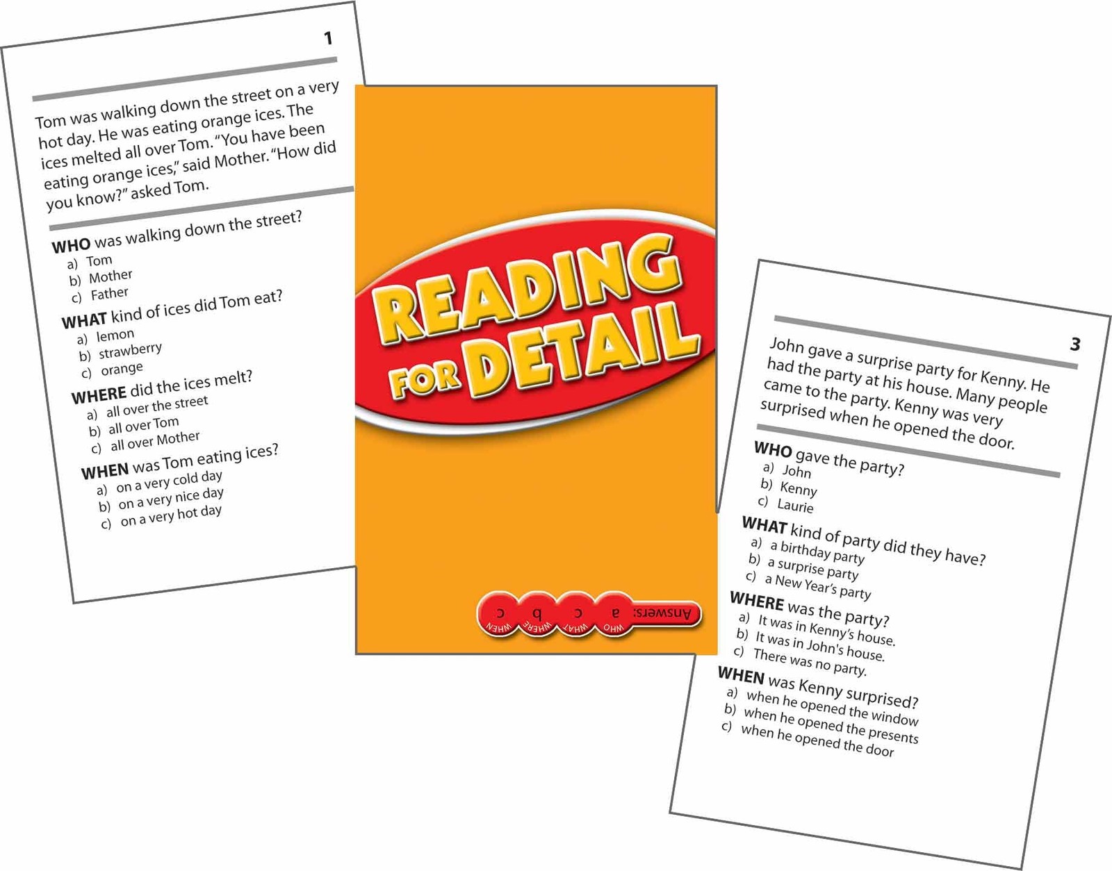Red Flash Cards Learning Set 54 Self Checking Reading Comprehension Questions