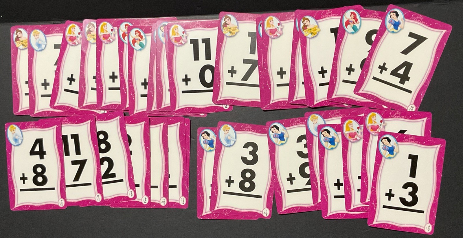 2005 Disney Princess Numbers & Counting / Addition Lot Of 2 Learning Game Cards
