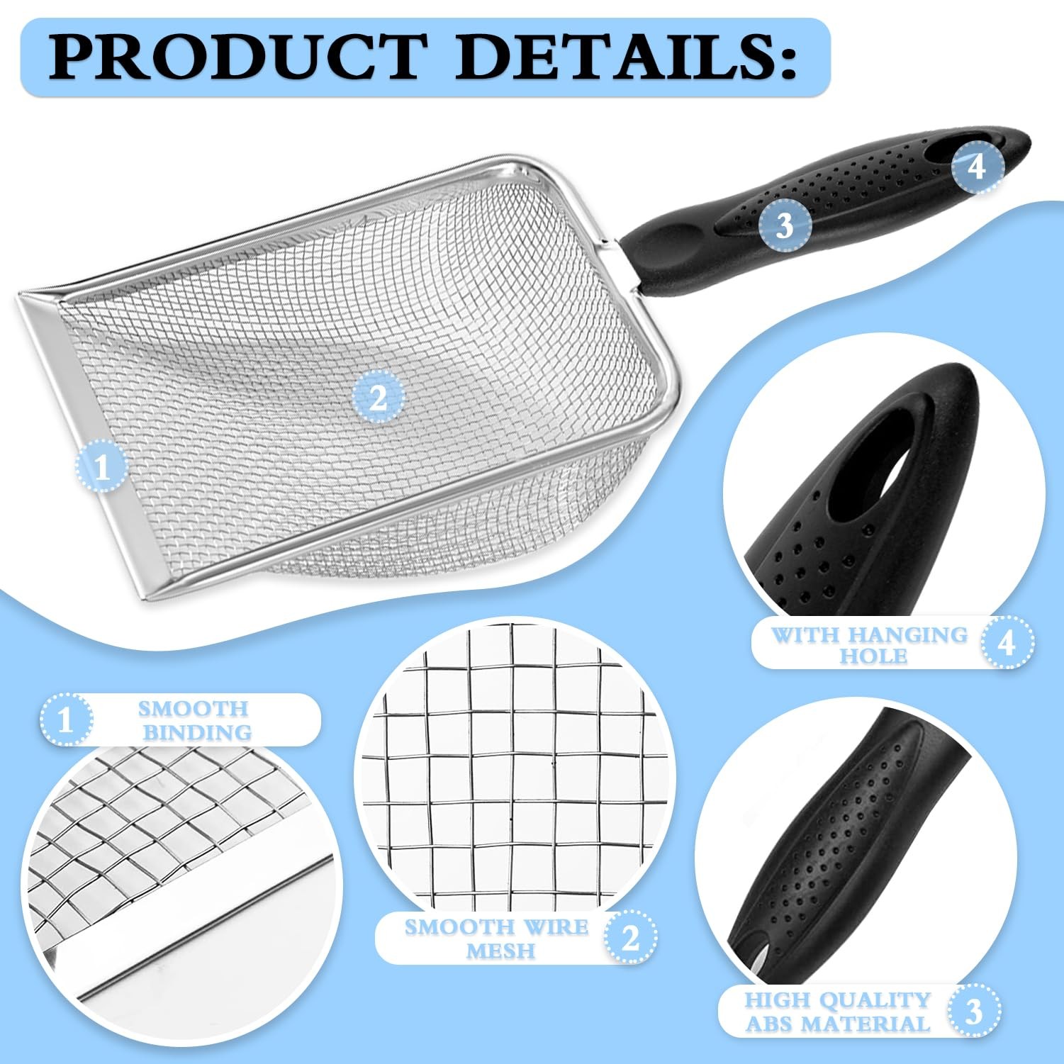 Beach Mesh Shovel and Shell Bag Set, Kids Sand Filter Scooper Toys – 10 inch