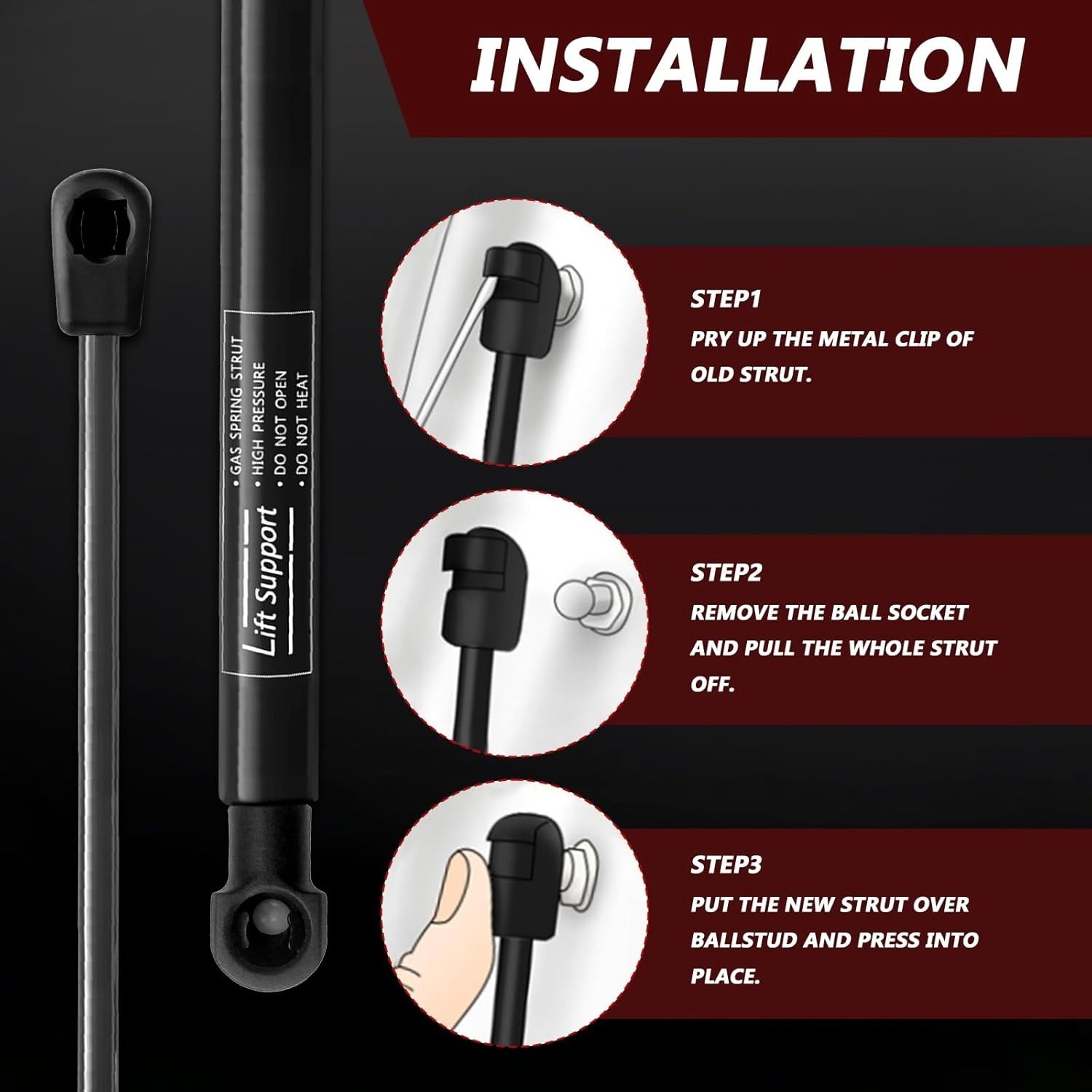 Cost-Effective Replacement Rear Window Struts for Jeep JK 2011-2018, Black Metal