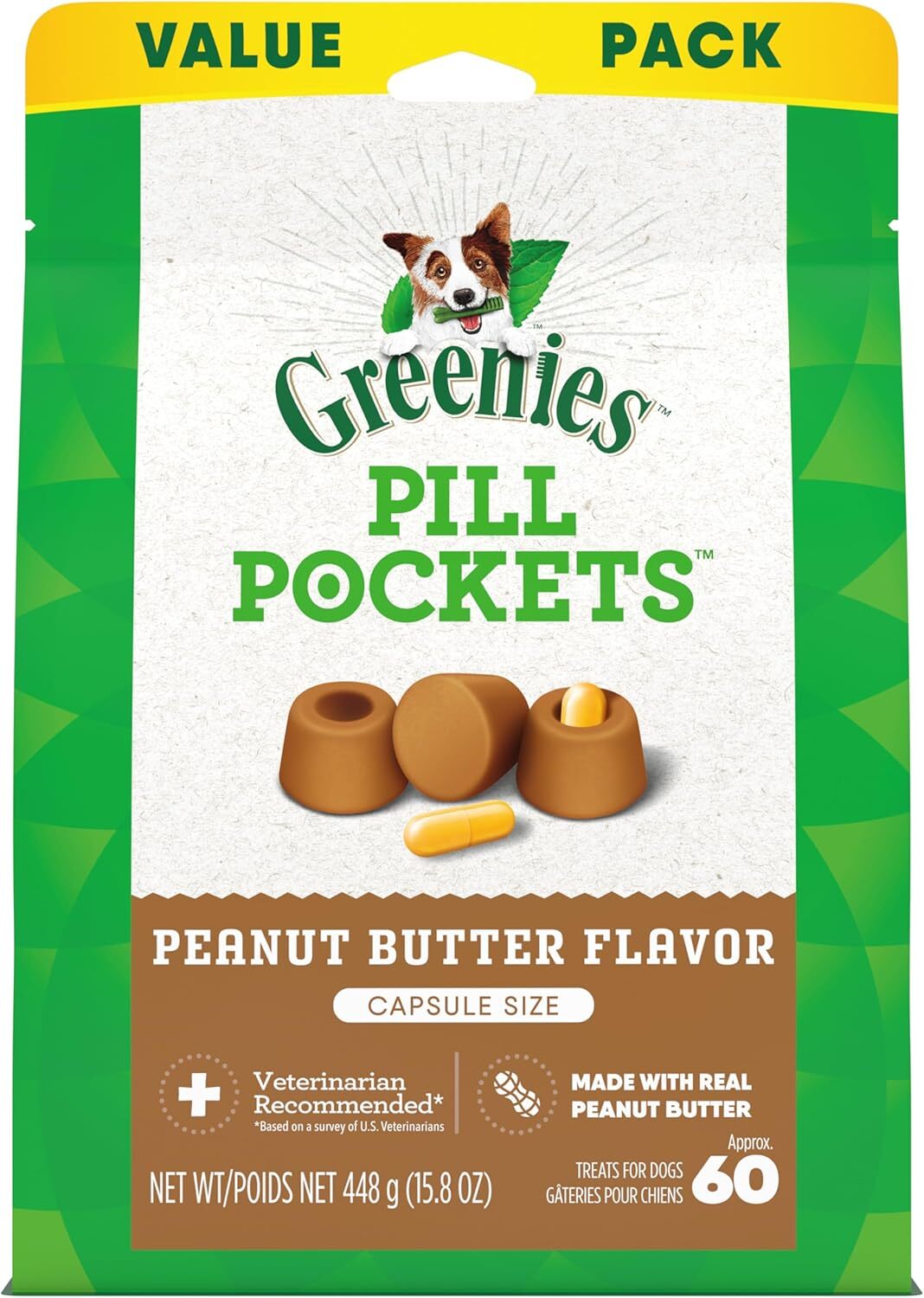 Greenies Pill Pockets Large Size Soft Dog Treats for Capsules, with Real Peanut
