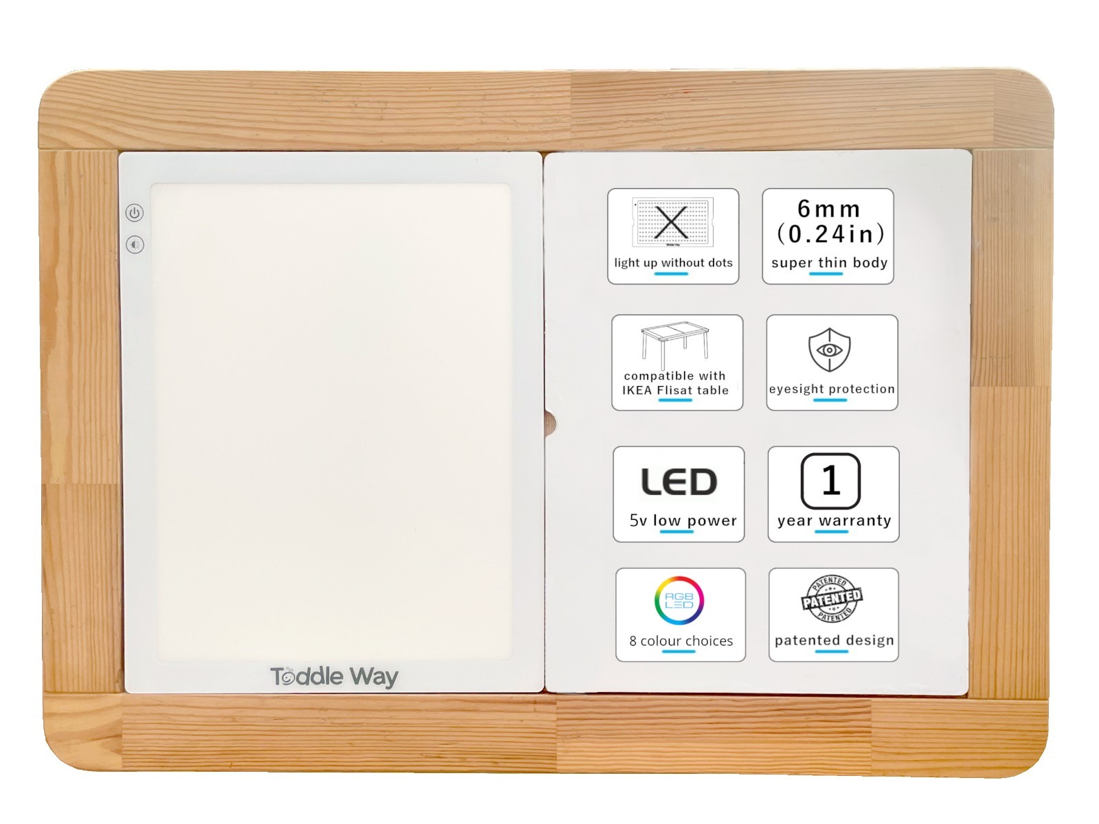 Toddle Way A3 RGB LED LightPad Insert for IKEA Flisat Table Sensory Toy Tracing