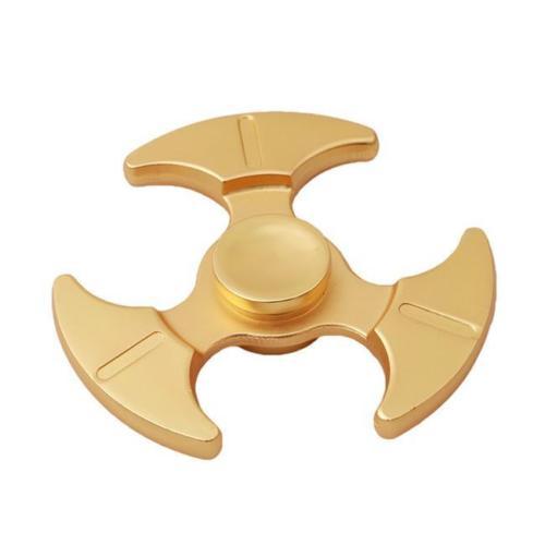 FIDGET FINGER HAND SPINNER PREMIUM METAL TRI BLADE AXE GOLD EDC FOCUS STRESS