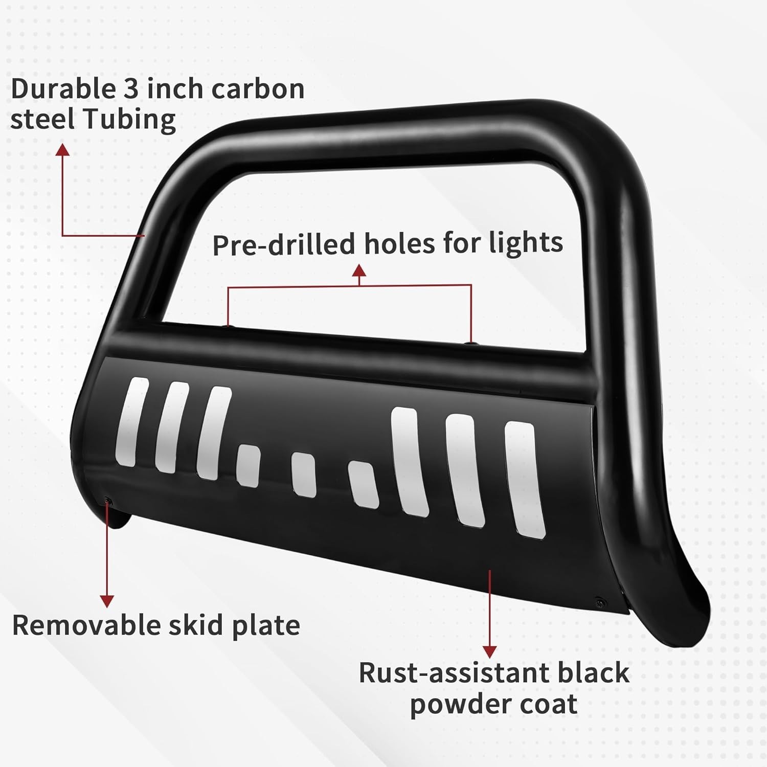 Bull Bar Compatible with 2005-2015 Toyota Tacoma, 3″ Tubing Brush Guard Pickup T