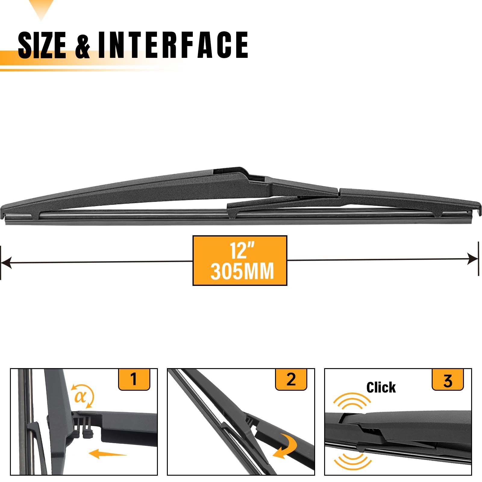 AUTOBOO 12 Inch Rear Wiper Blade Replacement for Toyota Rav4 2001-2023 12″(A)