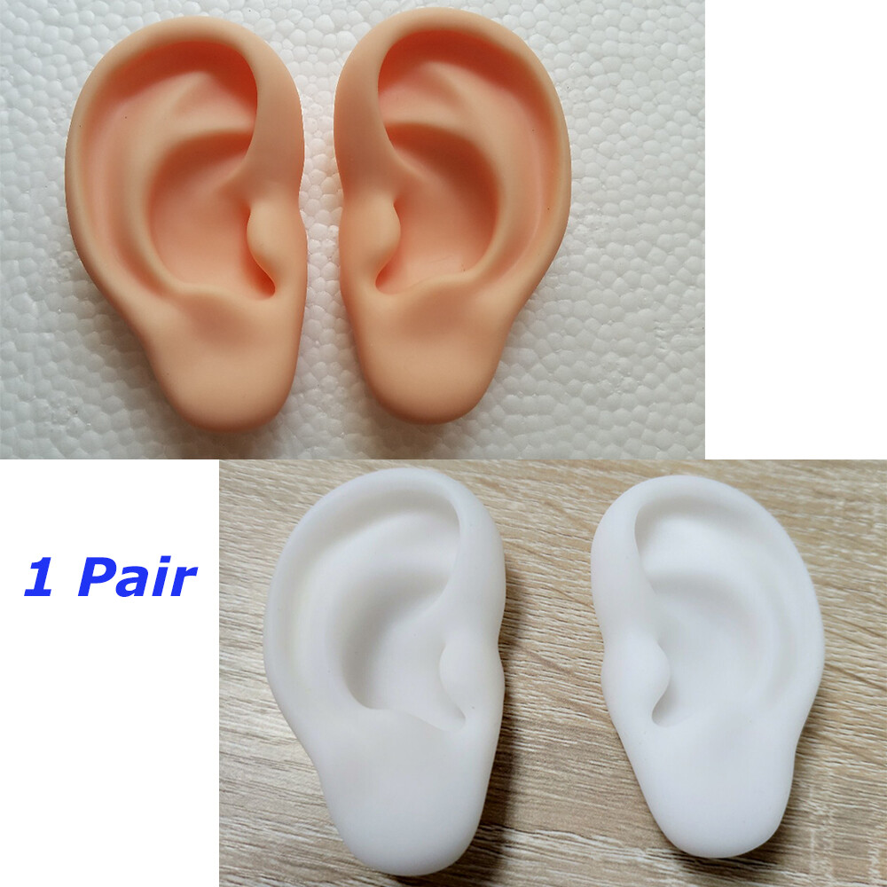 1 Pair Ear Model Silicone Ear Acupuncture Practice Model Right and Left Teaching