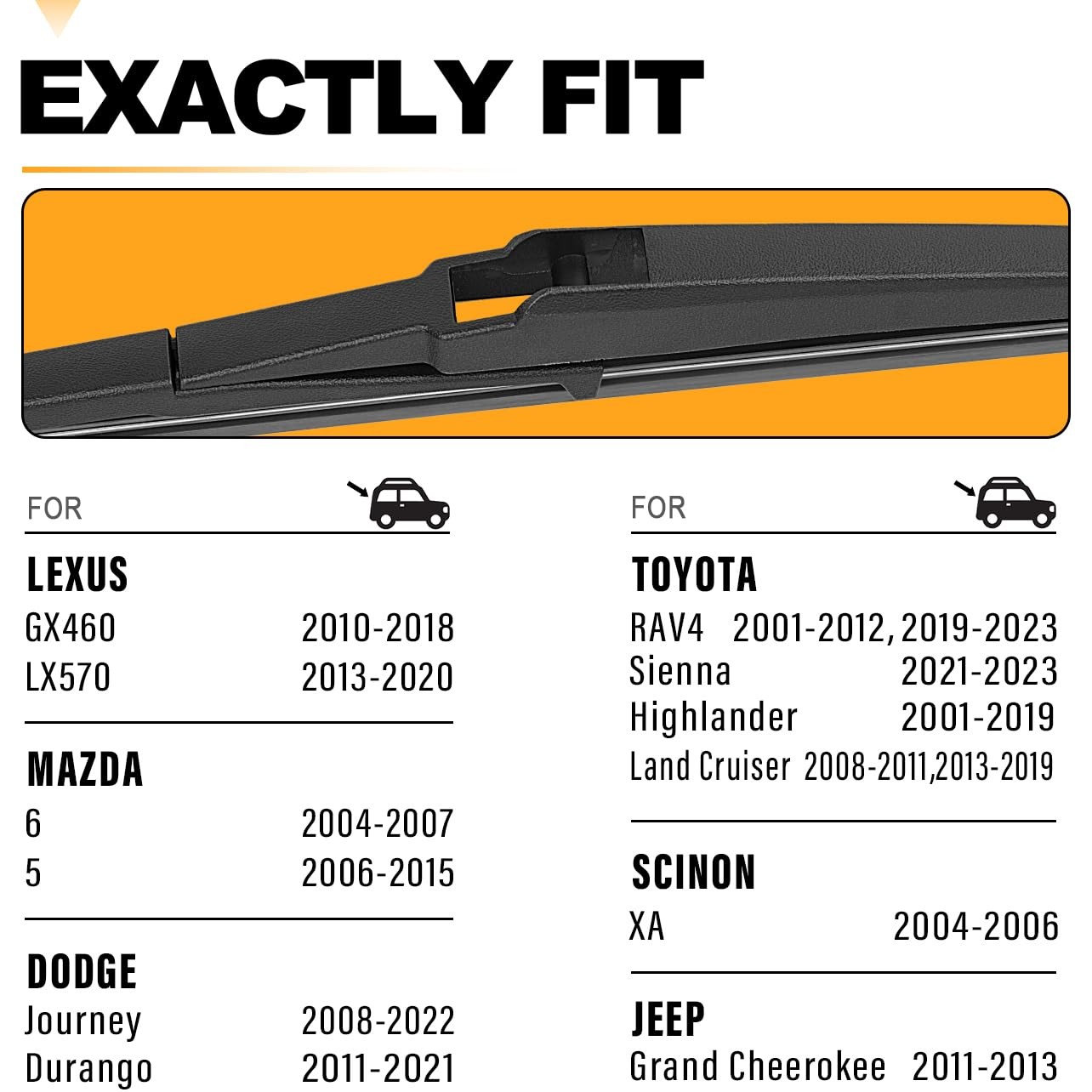 AUTOBOO 12 Inch Rear Wiper Blade Replacement for Toyota Rav4 2001-2023 12″(A)