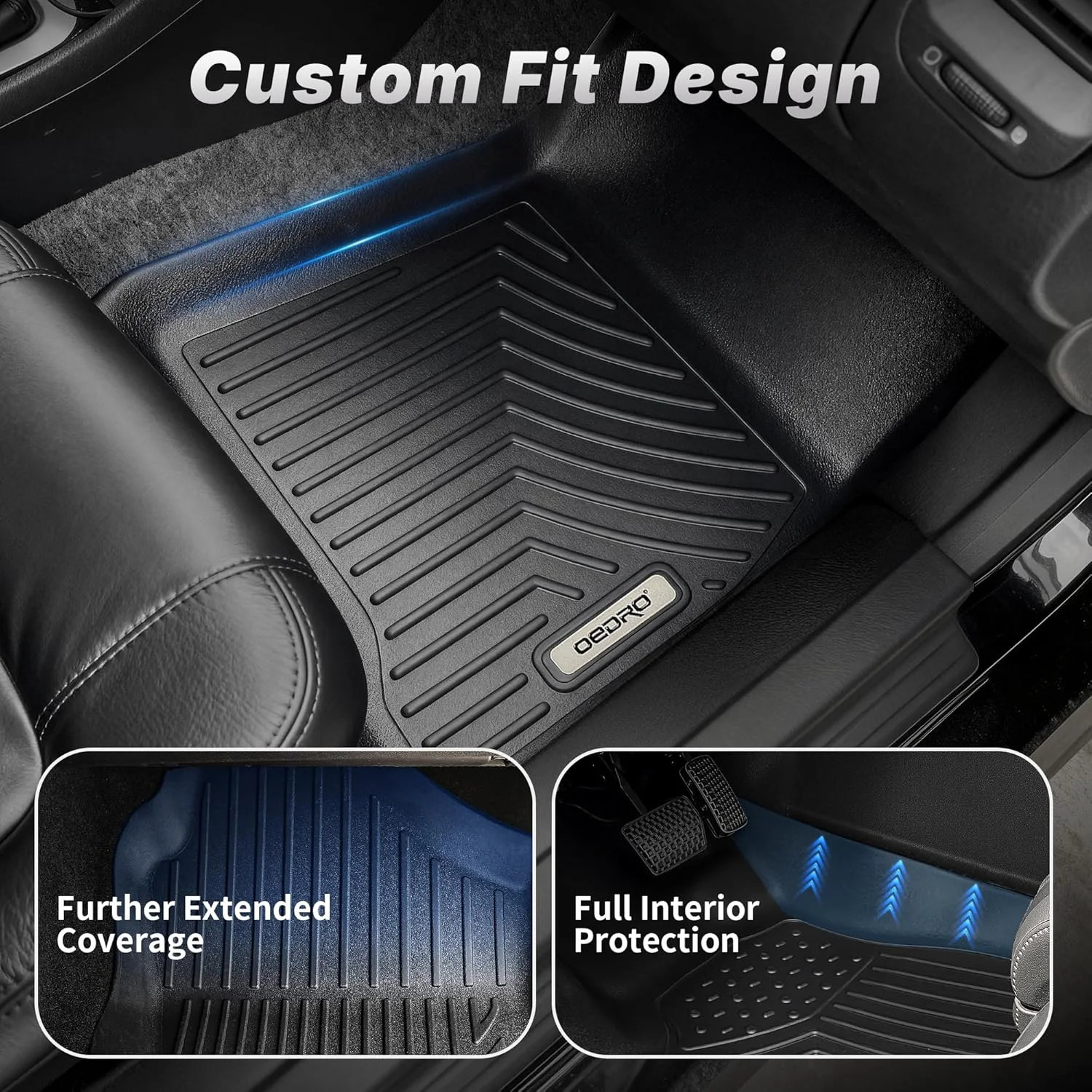 OEDRO Floor Mats Fits for 2014-2018 Chevrolet Silverado/GMC Sierra 1500 Double C