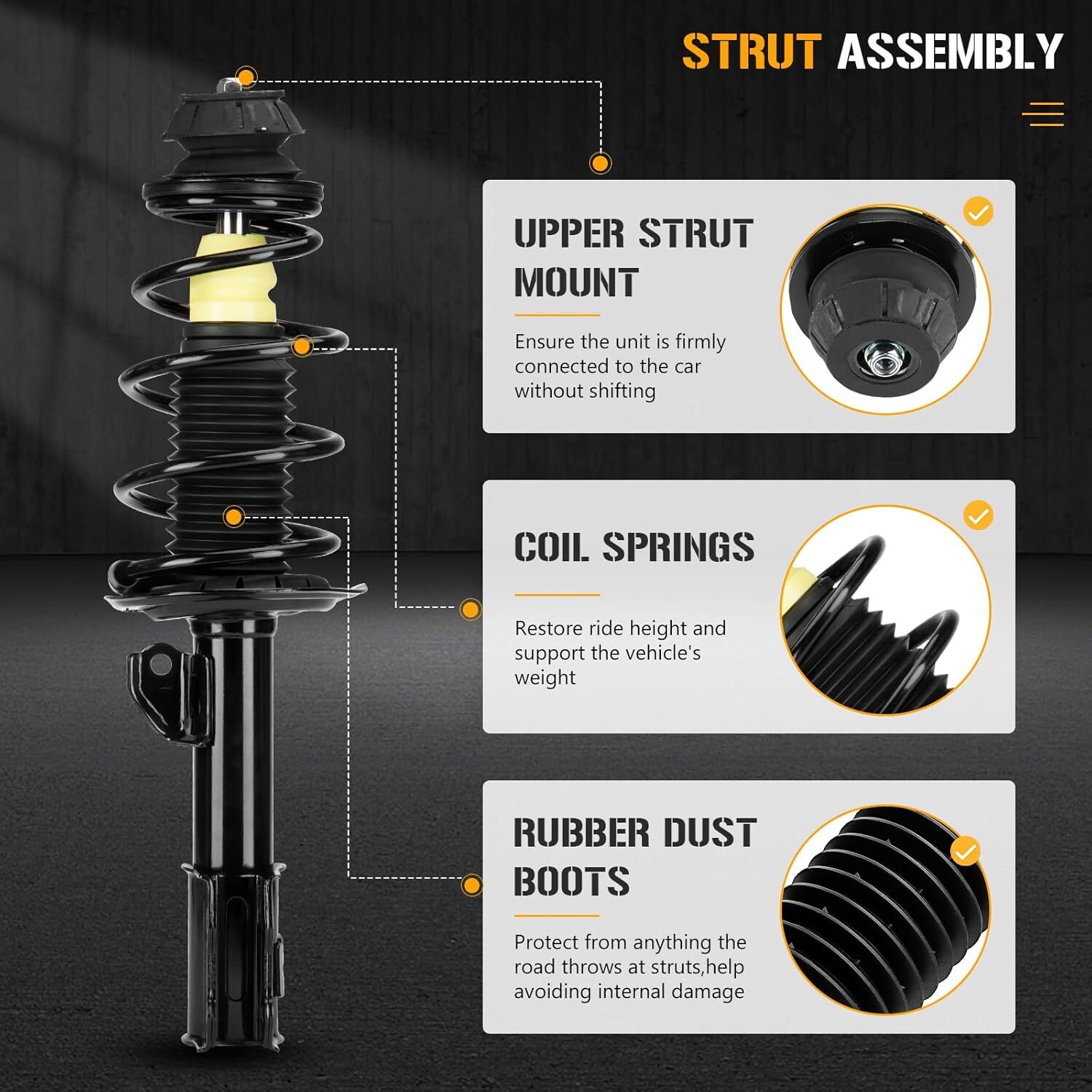 Front Complete Strut Shock Absorber Compatible with Toyota Yaris 2006 2007 2008
