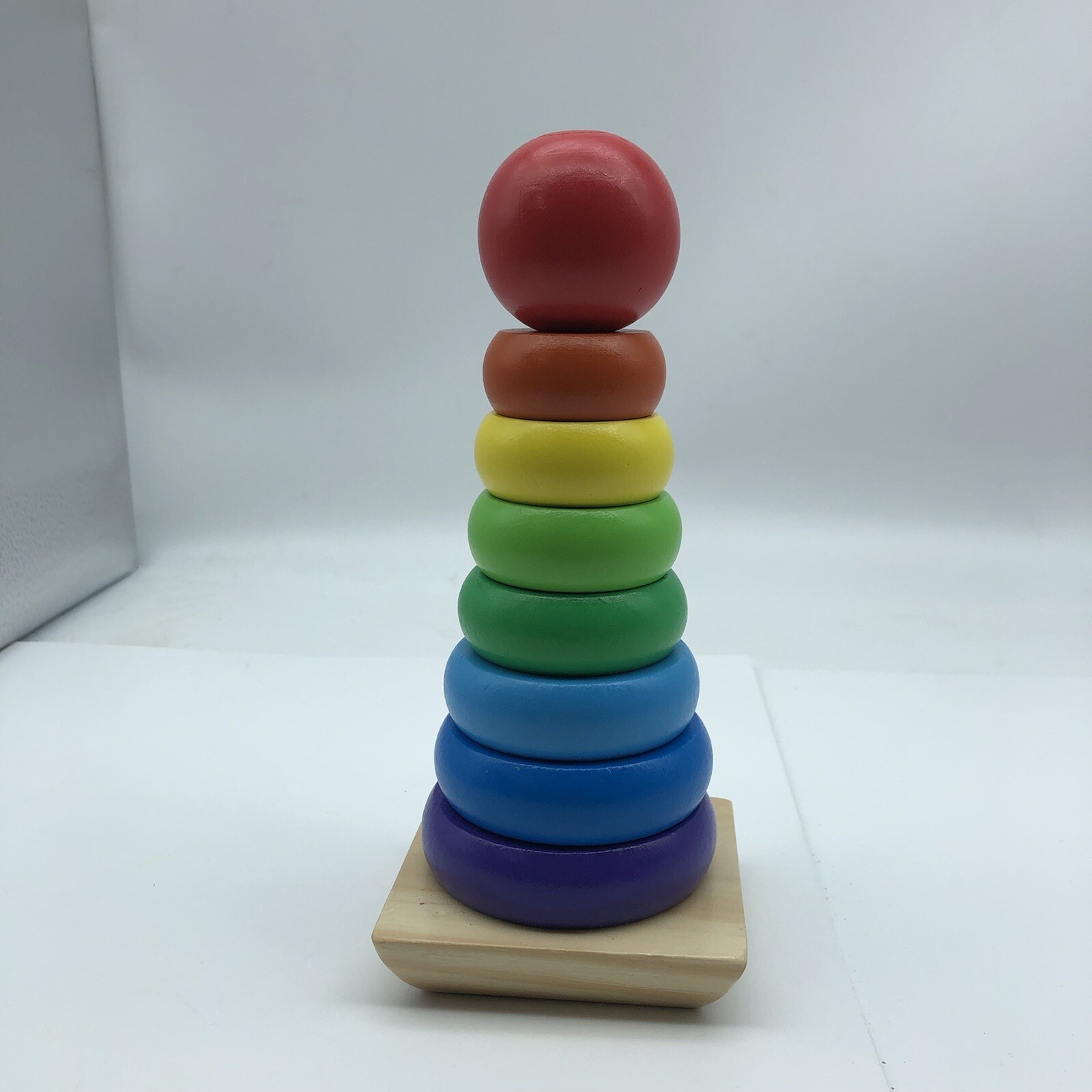 Melissa Doug Wood Toy Rainbow Stacker Rings Toddler Baby Educational