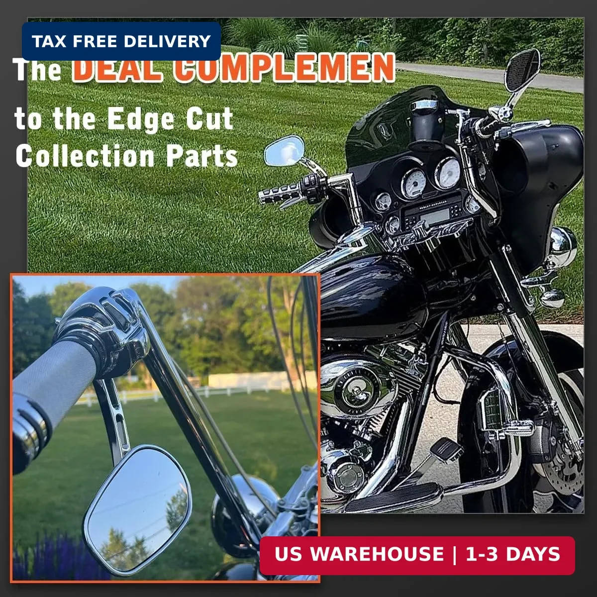 FOVPLUE Handlebar Mount Mirrors,Left & Right Side Rearview mirrors for 1982-2025