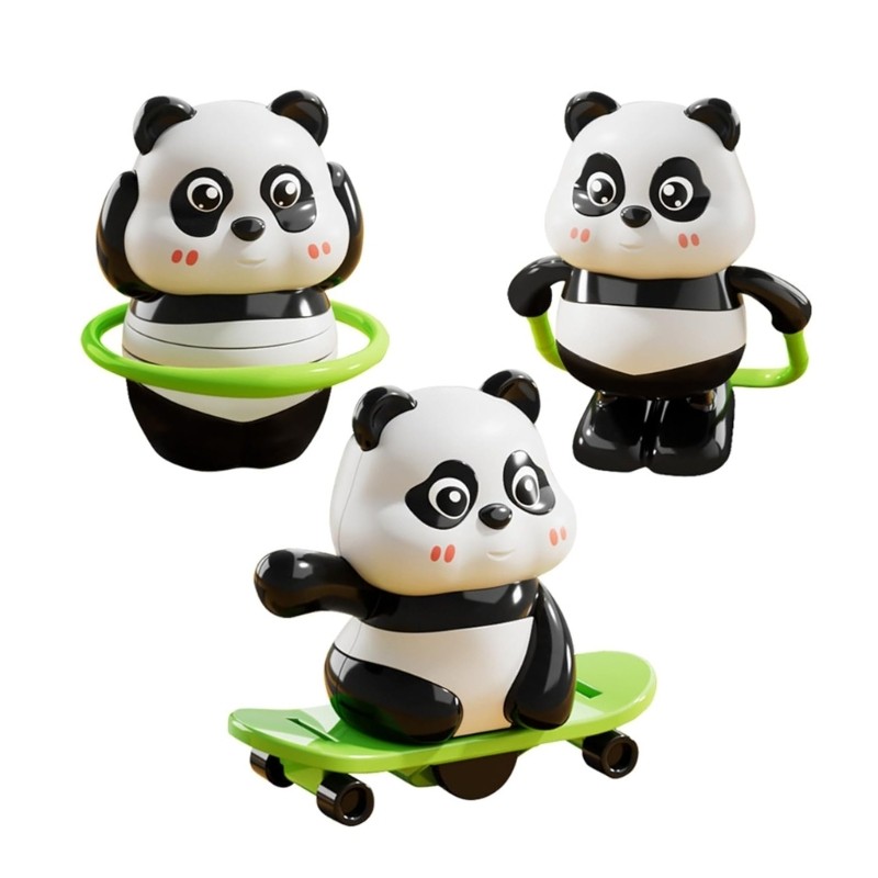 Wind up Skateboarding Panda Figure Cartoon Mechanical Wind up Toy Kids Present