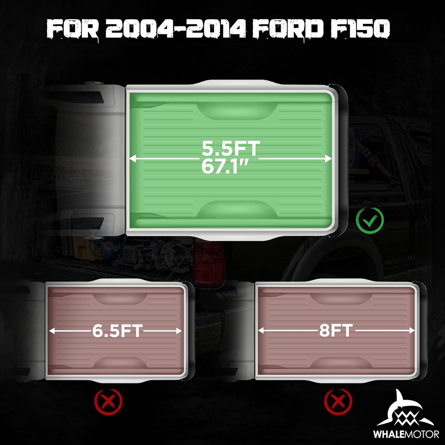 Truck Bed Tonneau Cover Compatible with Ford F150 F-150 2004-2014 5.5 ft Short B