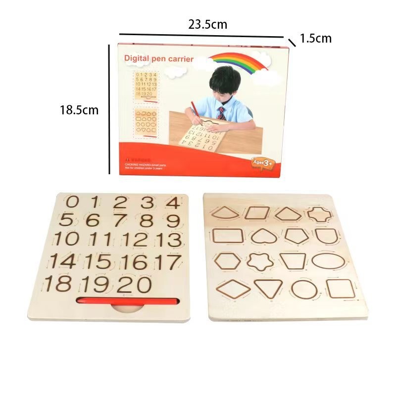 Wooden Letters Alphabet & Numbers Tracing Boards Preschool Educational Toy Set