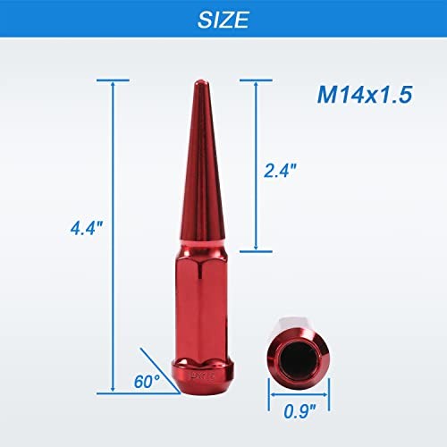 CARMOCAR 24 PCS Wheel Spike Lug Nuts 14 mm x 1.5 for Chevy Silverado,Tahoe 4.4″