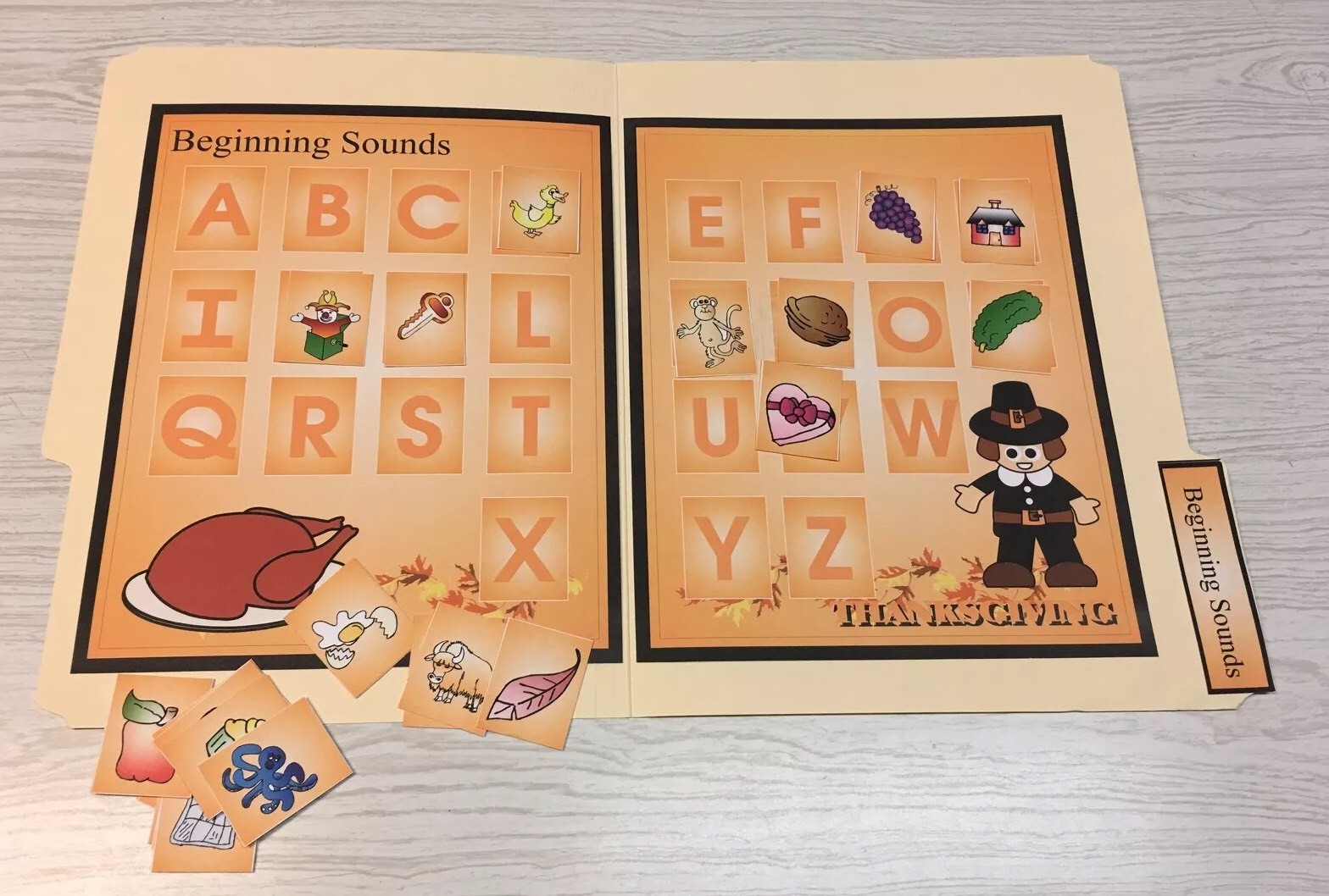 Thanksgiving – File Folder Game – Activity Set – Beginning Sounds