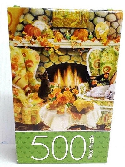500pc PUZZLE JIGSAW SET WARMTH FIRE PLACE CAT RETRO FAIR RIDE CAROUSEL HOUSE NEW