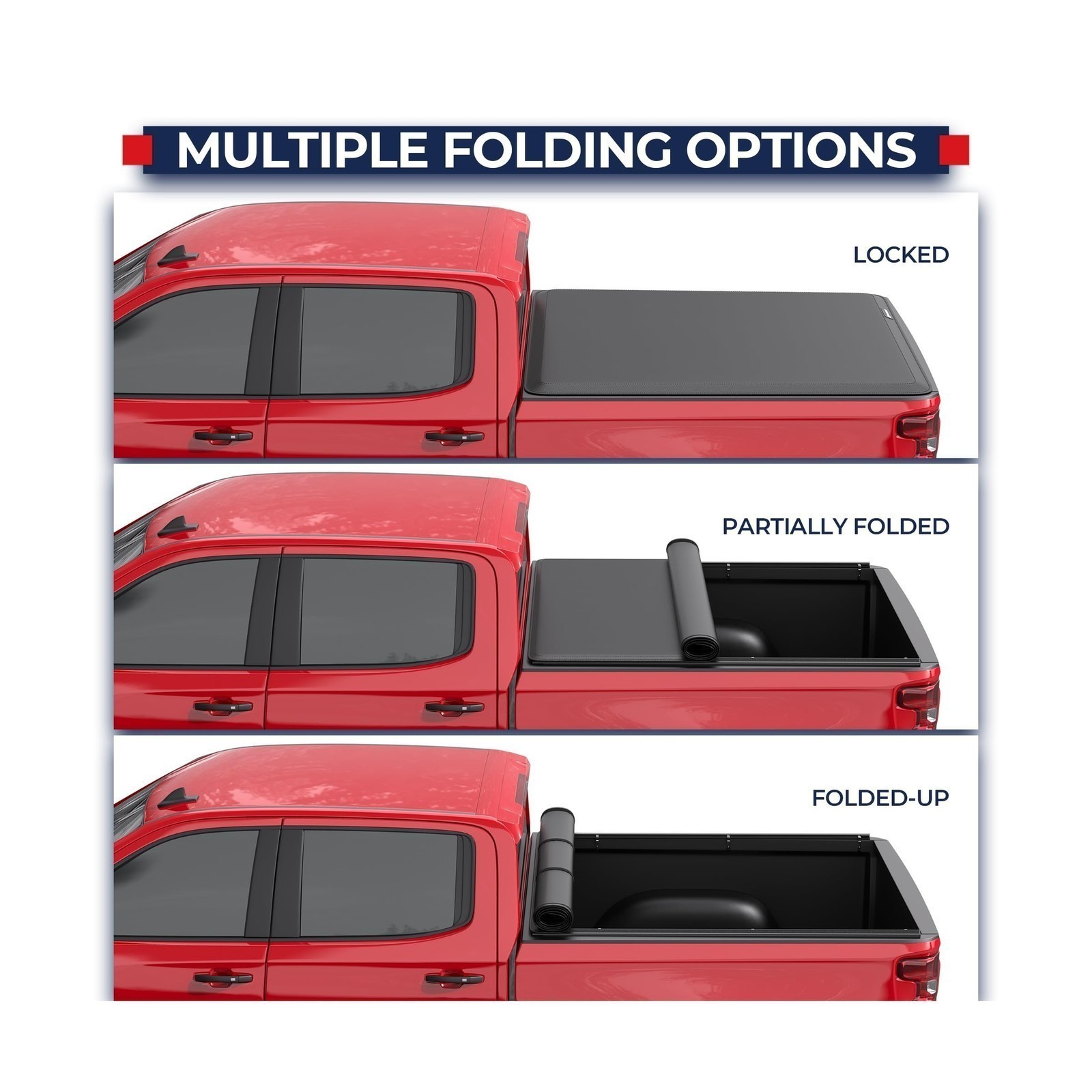 Roll-Up Tonneau Cover – Fit For Silverado/Sierra 2014-2018, 6.5/6.6 Ft Bed