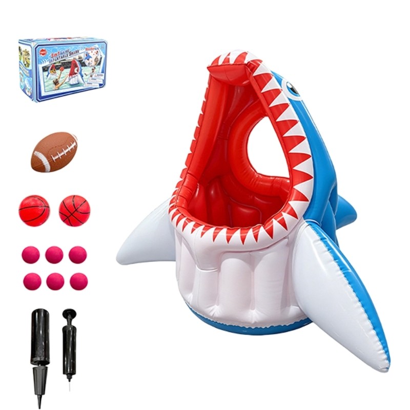 Easter Inflatable Shark Rings Interactive Game Sport Funny Toy For Backyard Pool