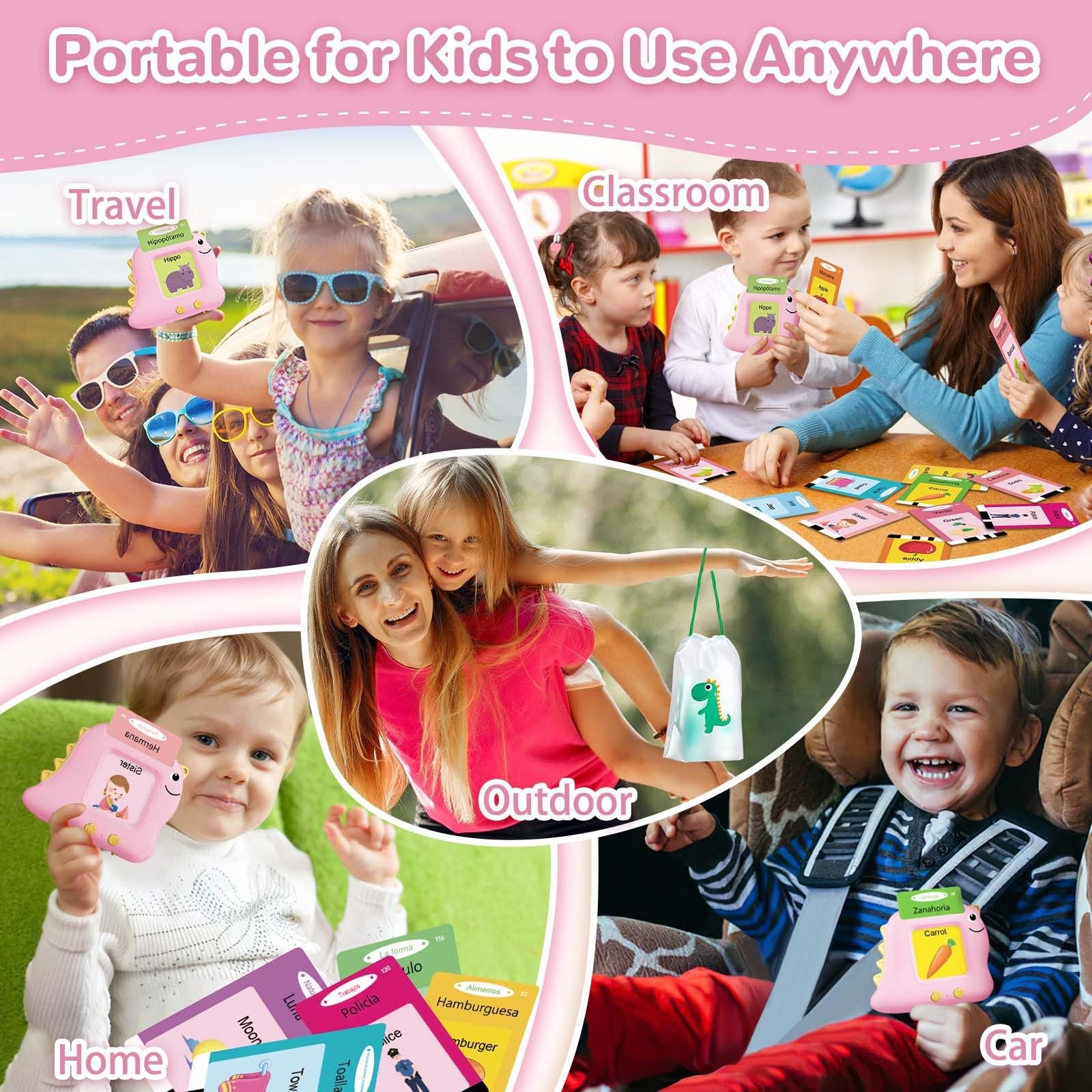 Girls Toys Spanish Talking Flash Cards – Montessori Toys for Age 2-4, Bilingu…