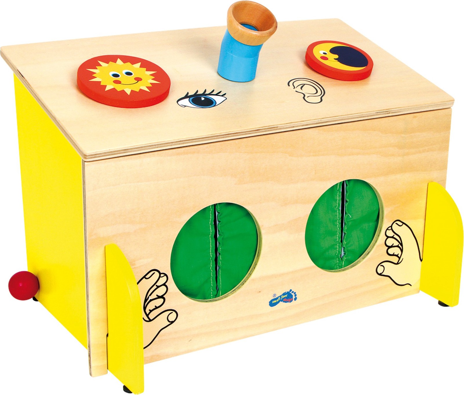 Legler foot 6989 wooden sensory play box, hearing and sight, from 3 years on,Bla