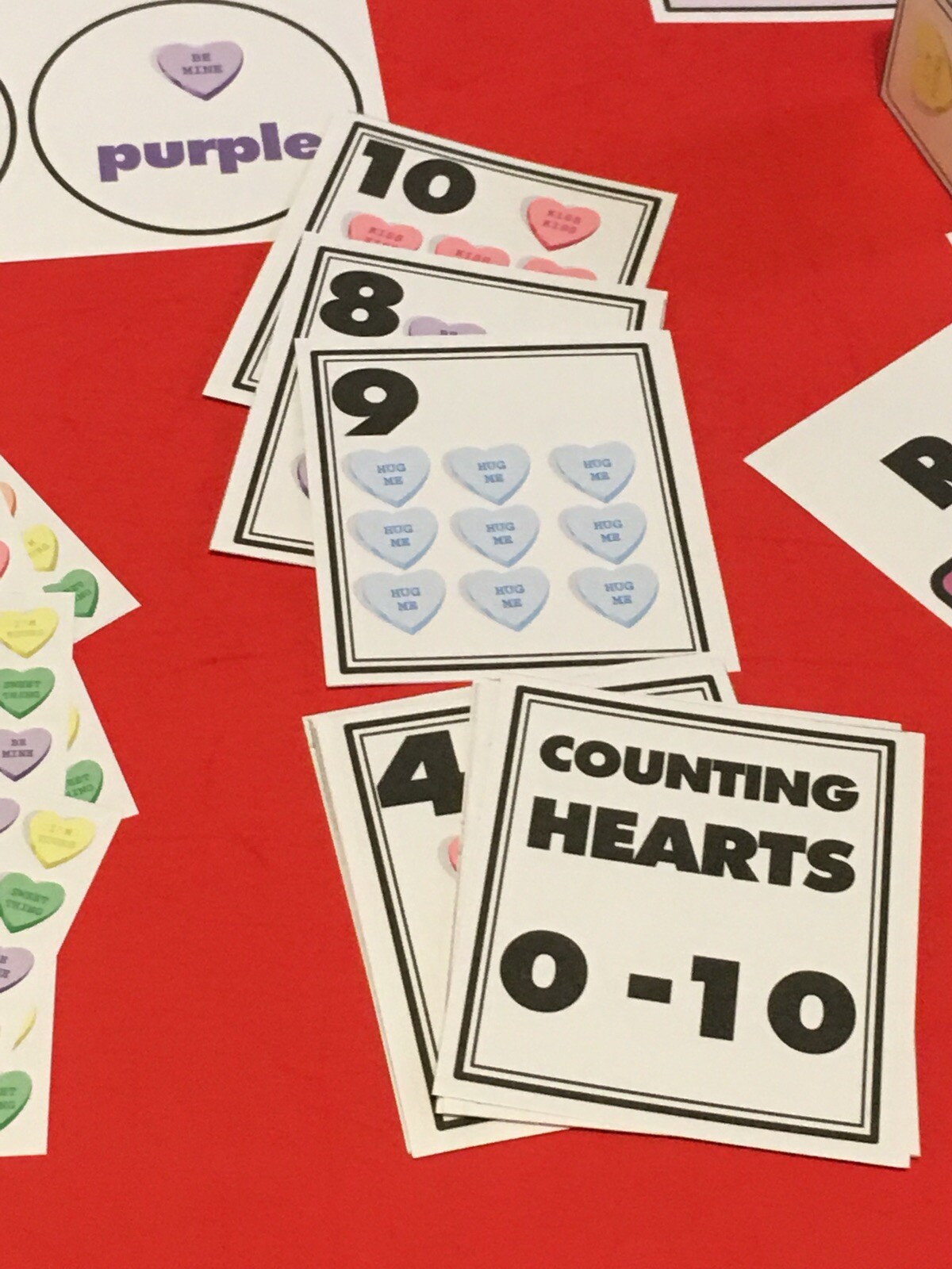 Set of 10 Counting Valentine Hearts 0-10 (Student Deck) – Pre school