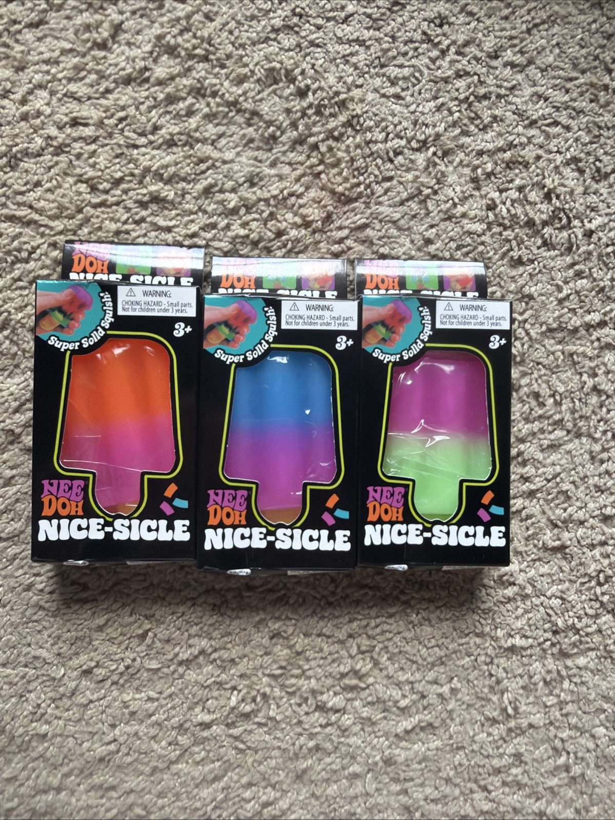 NeeDoh Nice-Sicle Ice Pop- Set of all 3 styles- Soft Touch .