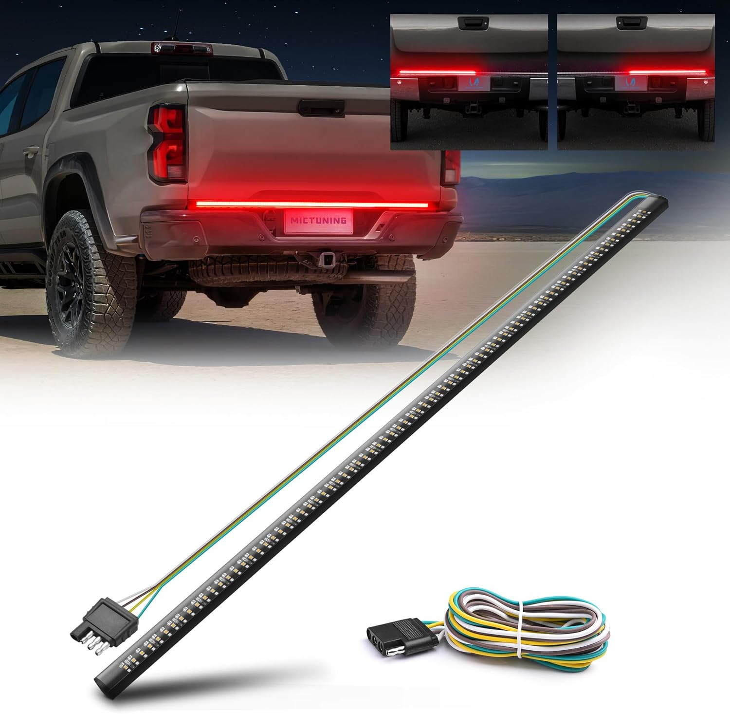 60 Inches Red Sequential Turn Signal LED Brake Lamp Triple Row 504 Leds Tailgate