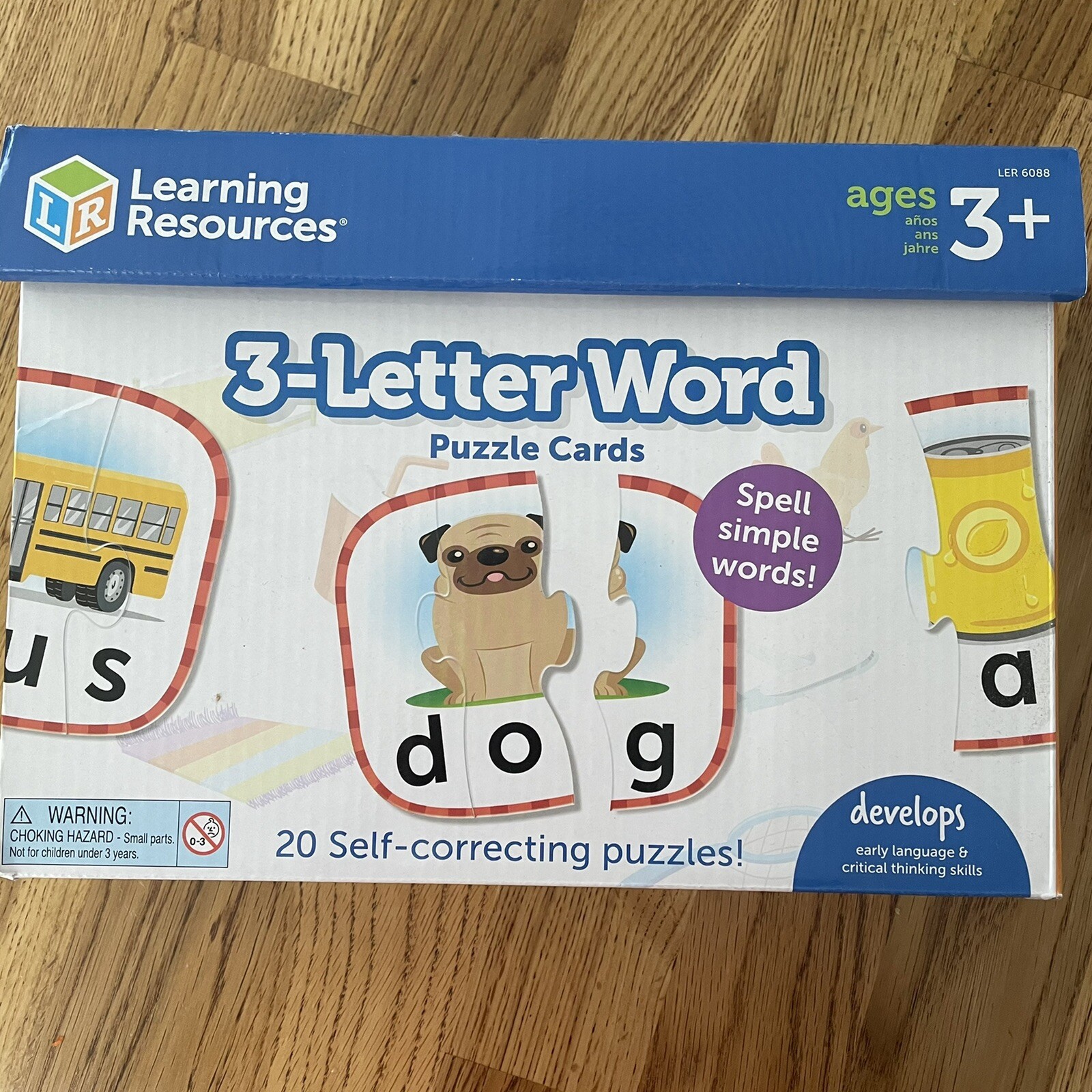 Learning Resources Inside Answers 3 letter words Reading Educational Puzzle Card