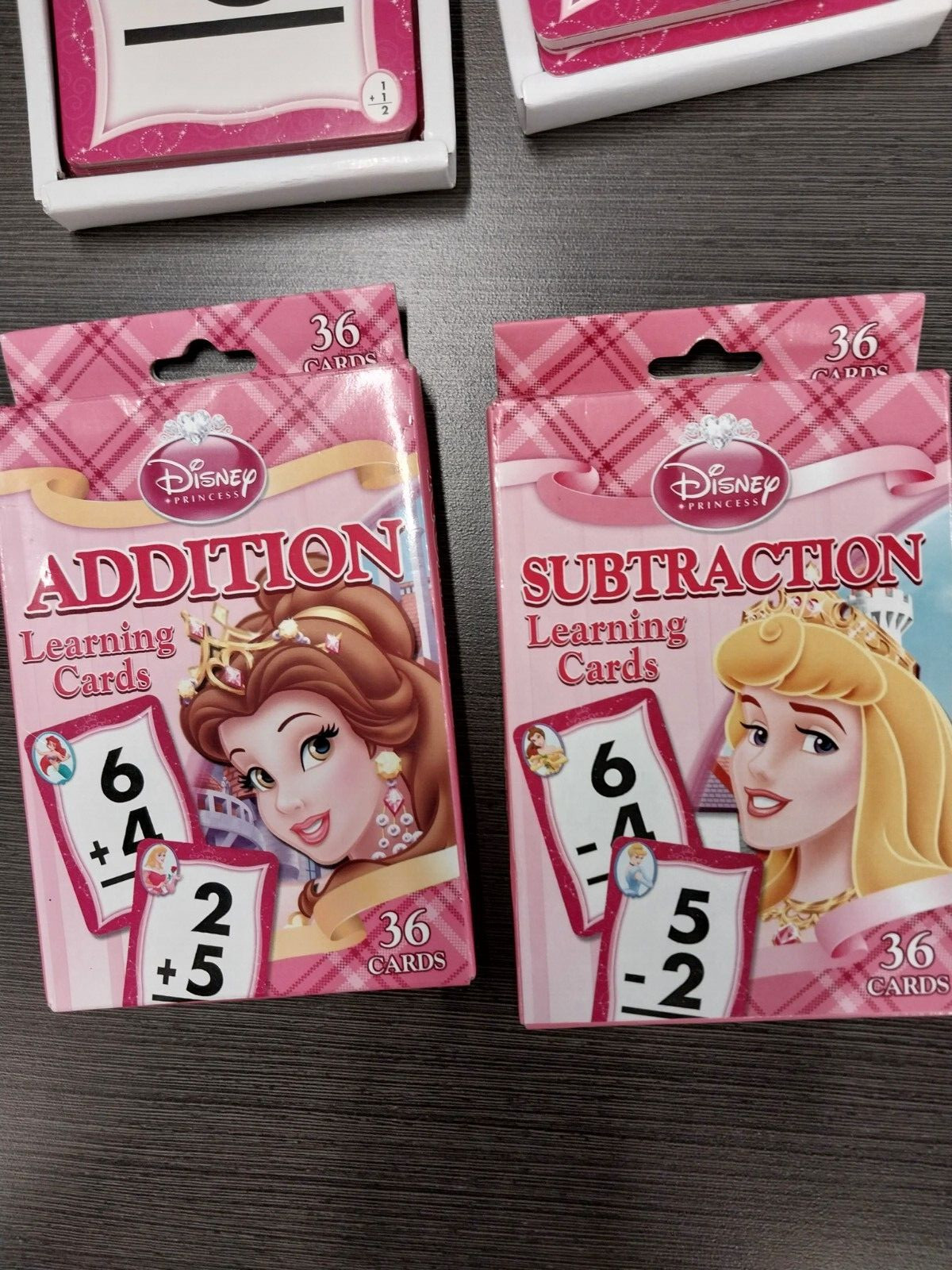 Addition Subtraction Learning Cards Lot of 2 Disney Princess 36 cards each