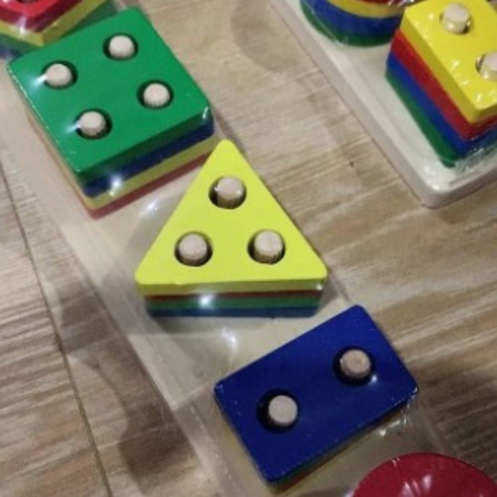Multi-Color Wooden Puzzle for Kids Educational Montessori Toy Age 1-3 Cognitive